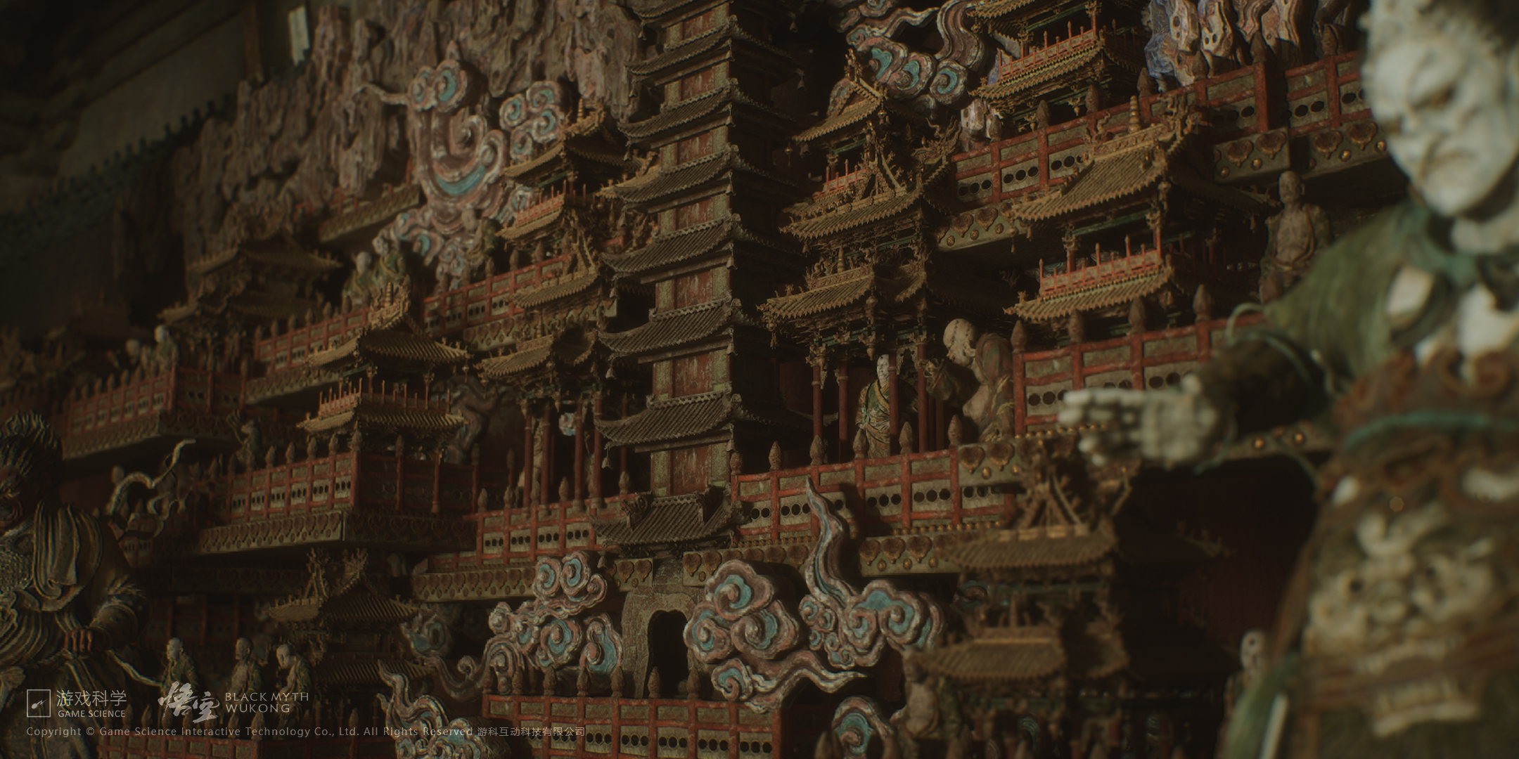 Black Myth Wukong Chinese Architecture Mythology 3D 3D Graphics 2160x1080