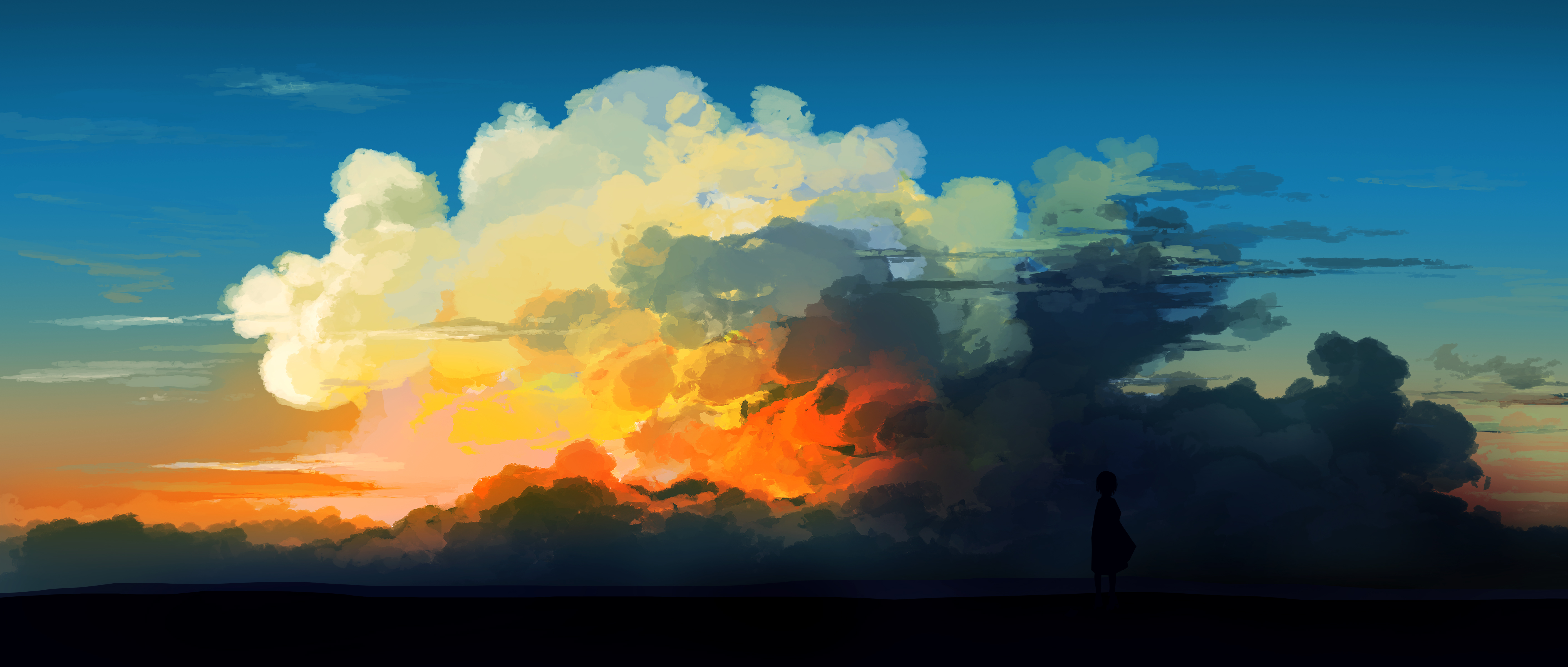 Gracile Digital Digital Art Artwork Illustration Drawing Clouds Sunset Landscape 5640x2400
