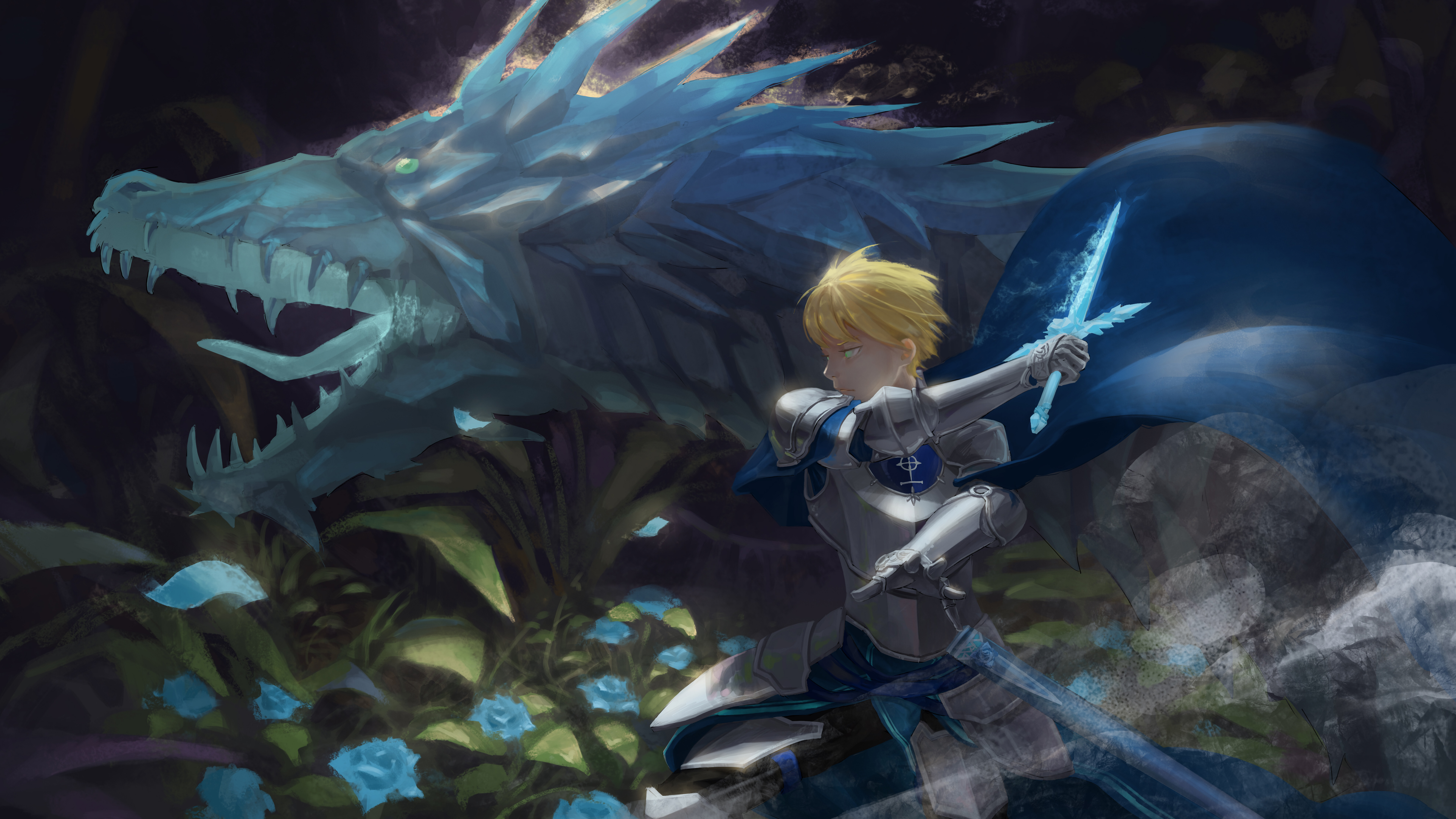 Anime Anime Boys Armor Blonde Flowers Sword Weapon Leaves Eugeo Sword Art Online Alicization Sword A 7680x4320