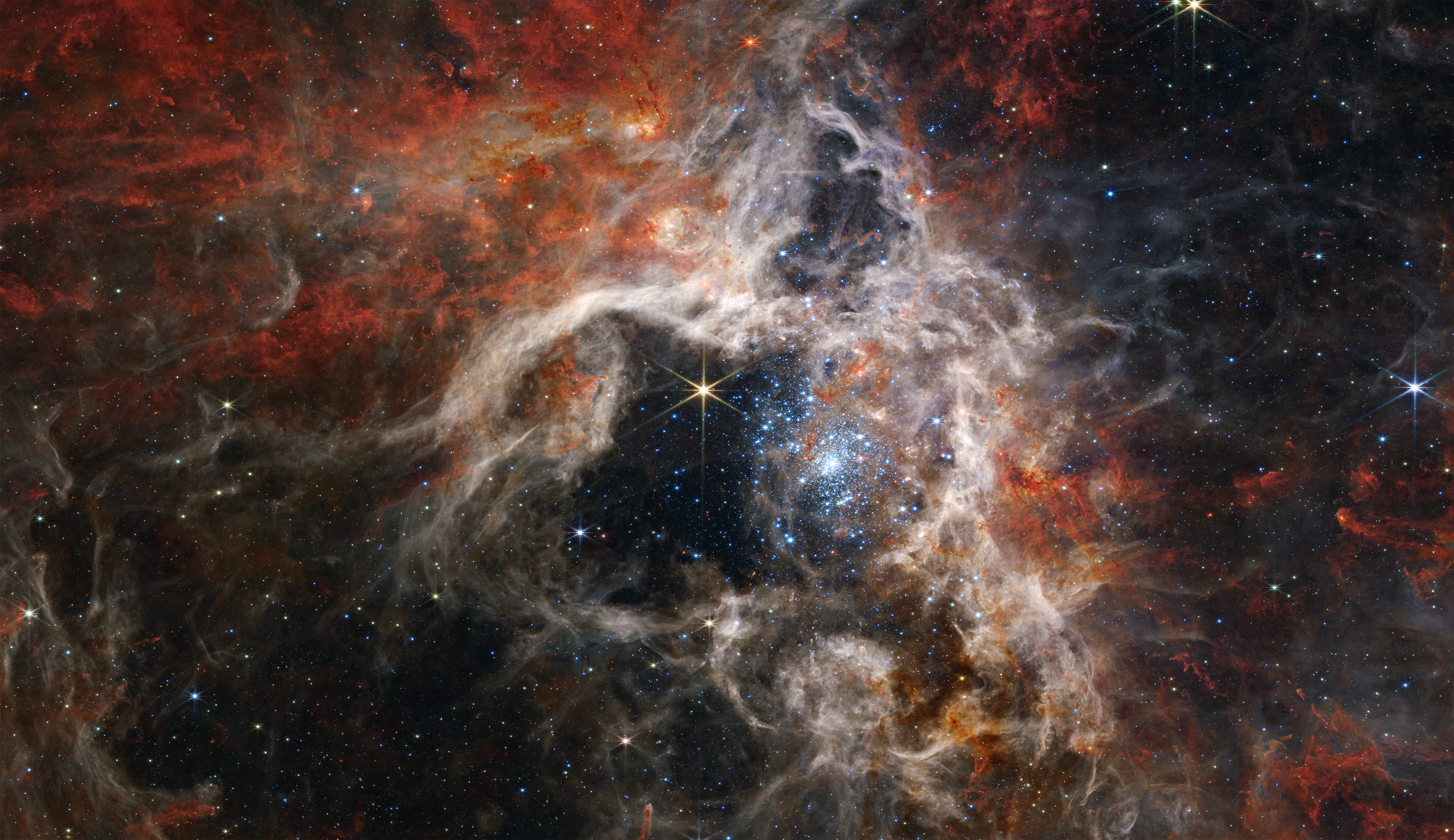 Stars Space Nebula Infrared James Webb Space Telescope NGC 2070 Tarantula Nebula 4666x2698