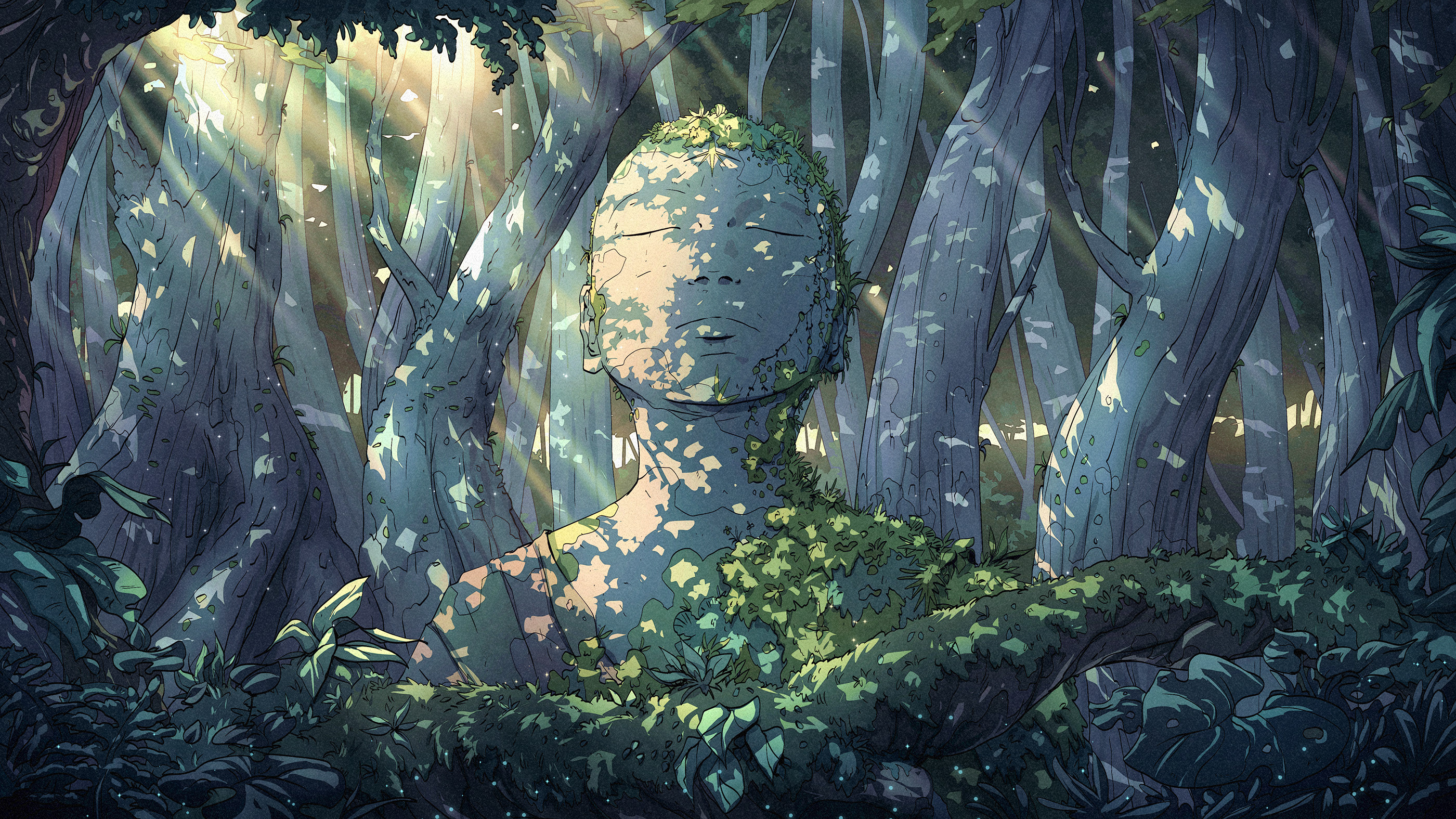 Digital Digital Art Illustration Artwork Drawing Fantasy Art Ukiyo E Nature Landscape Forest Trees S 2800x1575