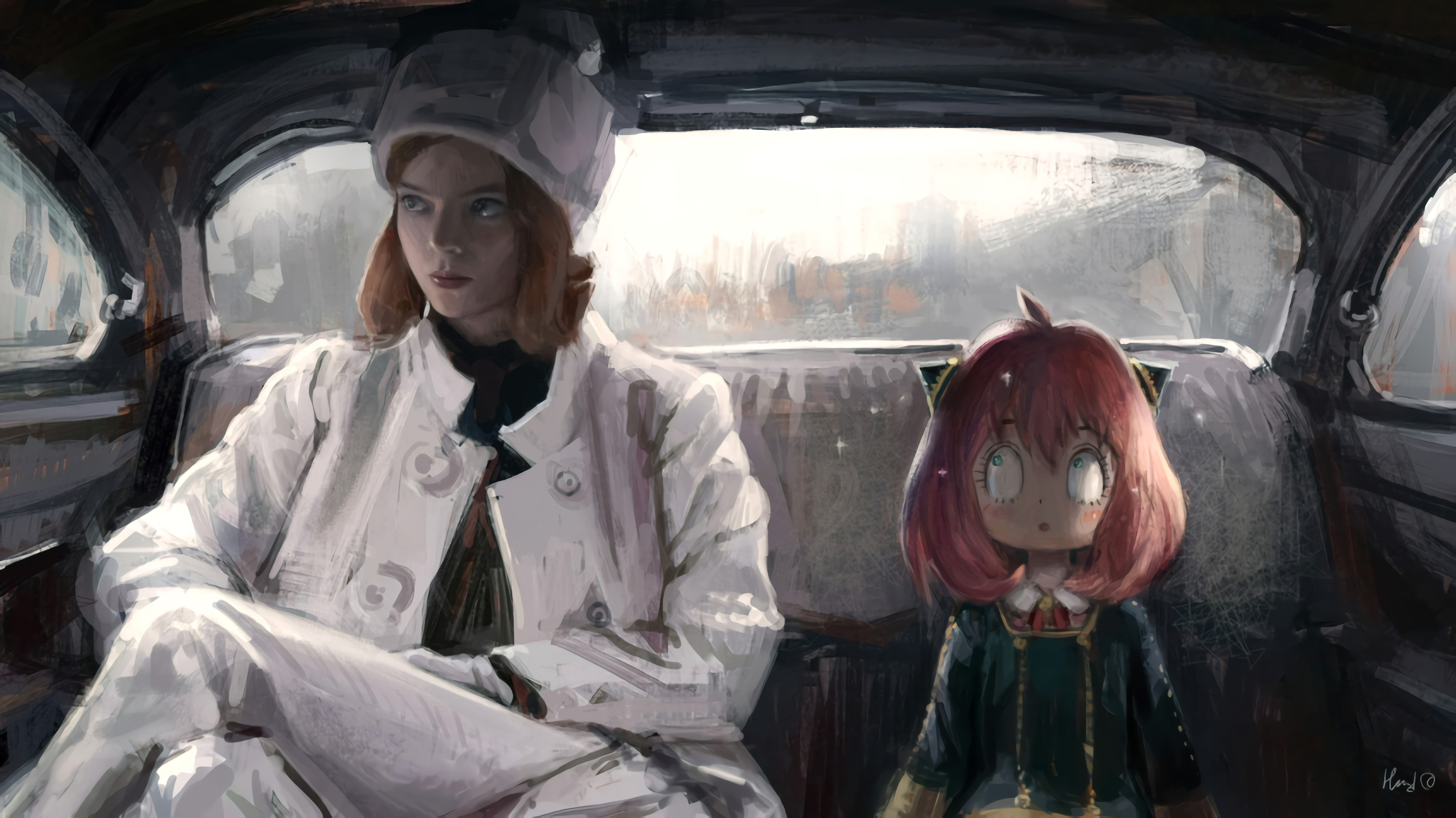 Anime Anime Girls Spy X Family Anya Forger Car Interior Car 6800x3824