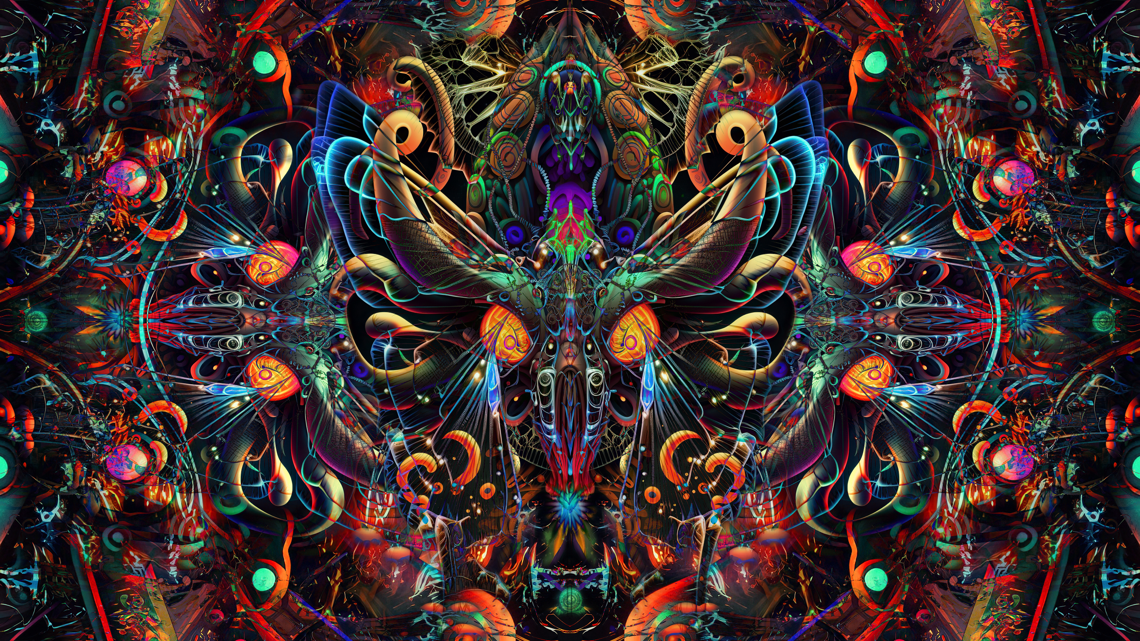 Crystal Aliens Trippy Psychedelic Colorful Digital Art 3642x2048