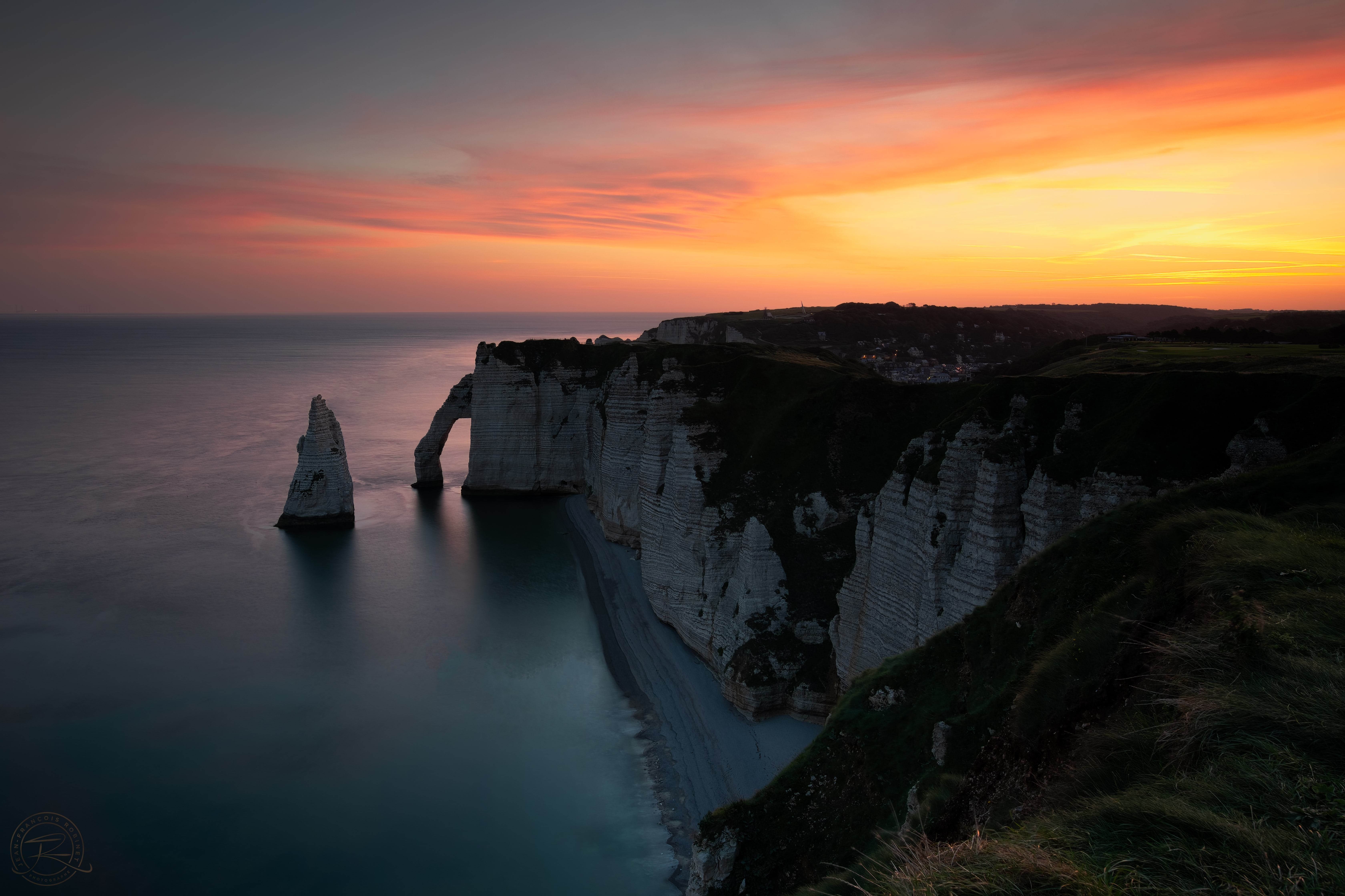 Sunrise Cliff Landscape Photography Watermarked Etretat Sea France 6720x4480