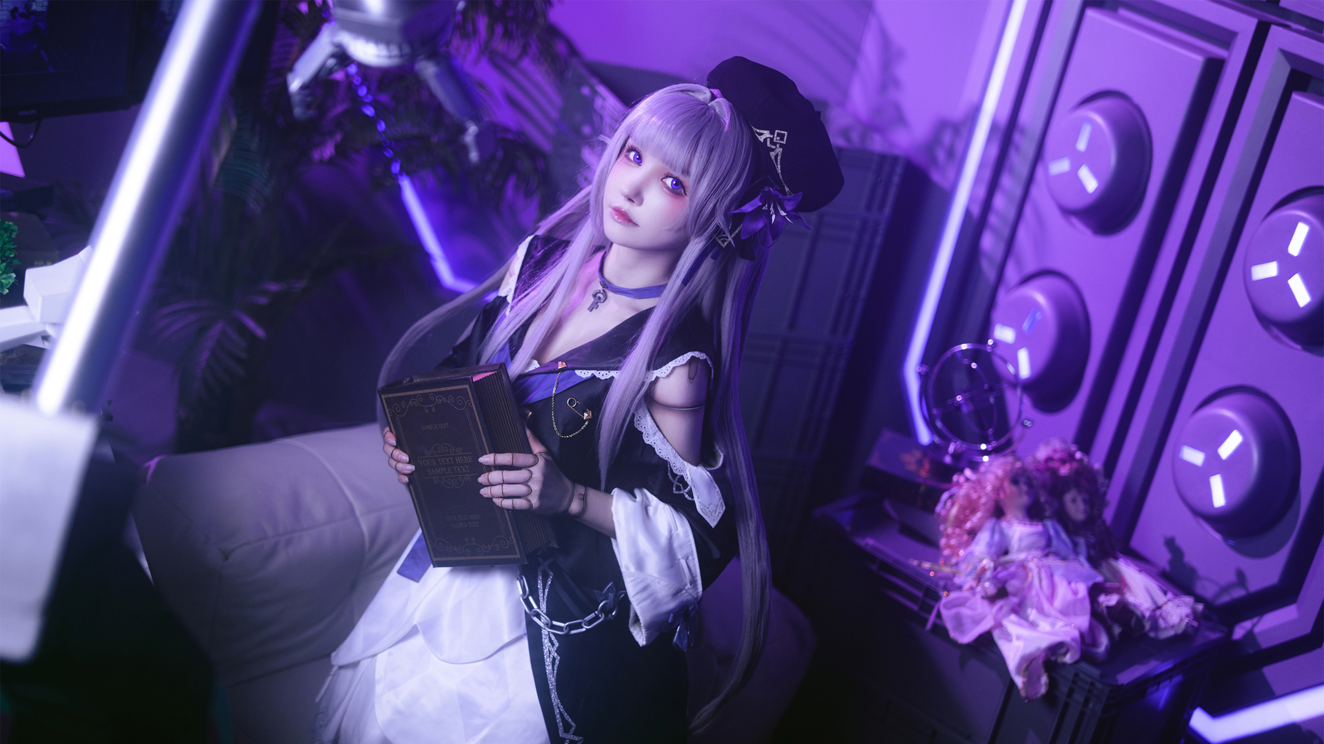 Cosplay Purple Background Women Asian Honkai Star Rail Herta Honkai Star Rail 1920x1080