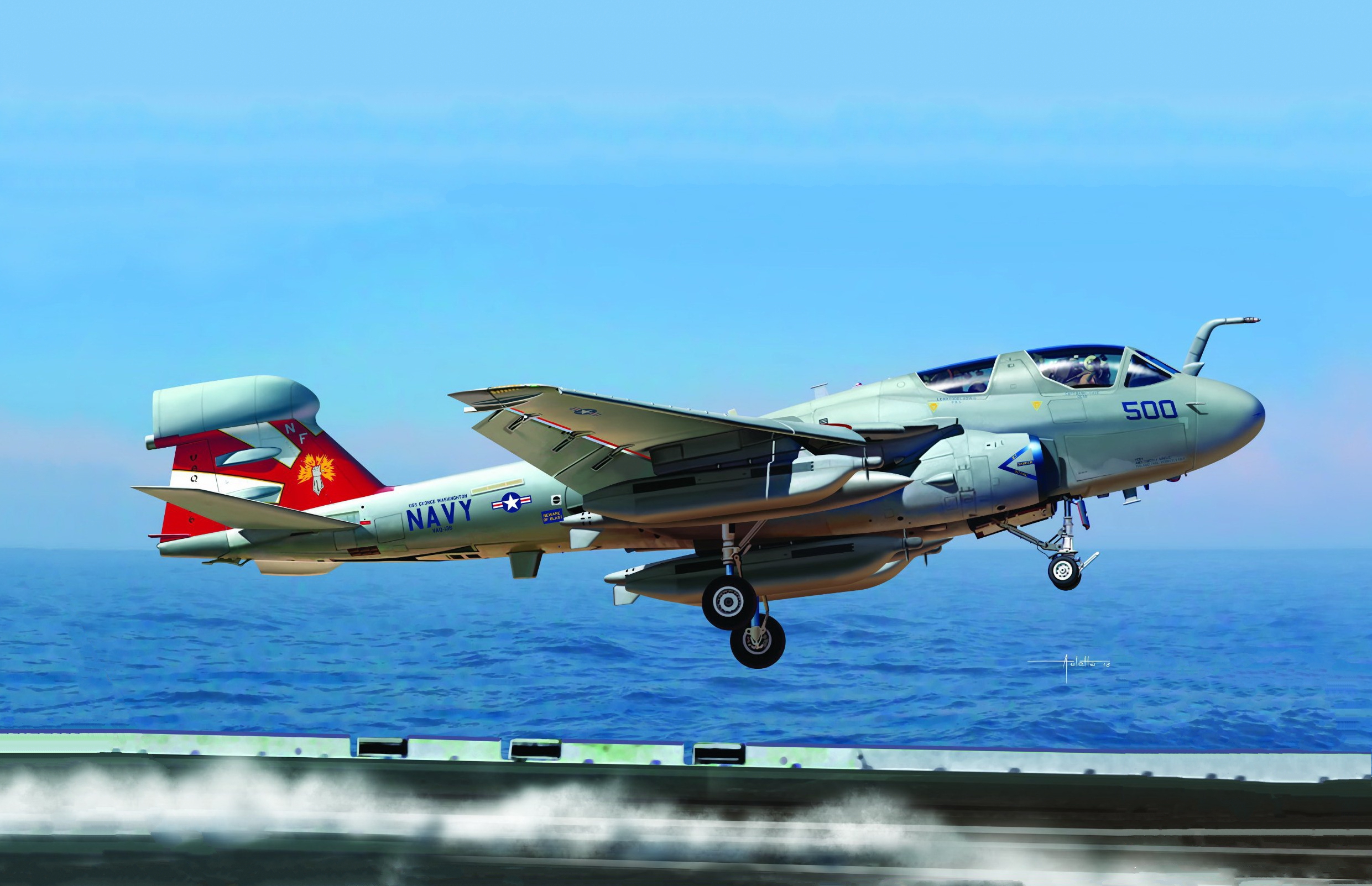 Aircraft Sea Army Flying Digital Art Watermarked Military American Aircraft Northrop Grumman EA 6B P 2481x1603