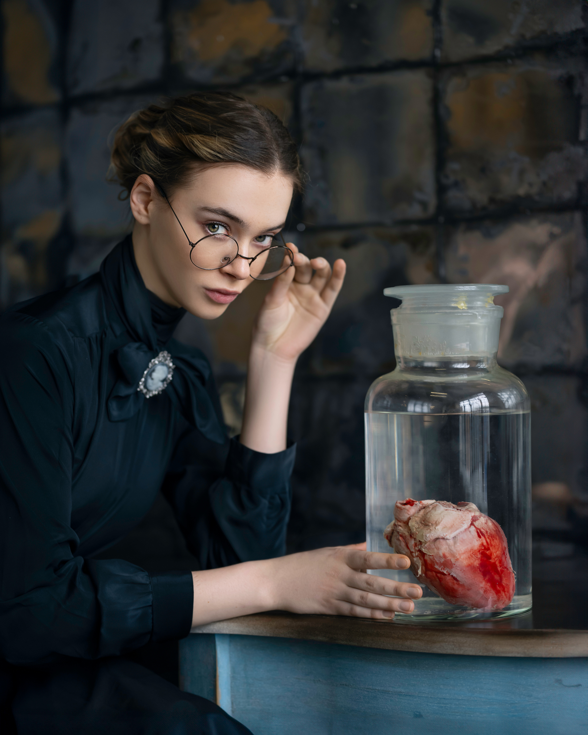 Evgeniya Fedorova Women Glasses Black Clothing Jar Heart 2000x2500