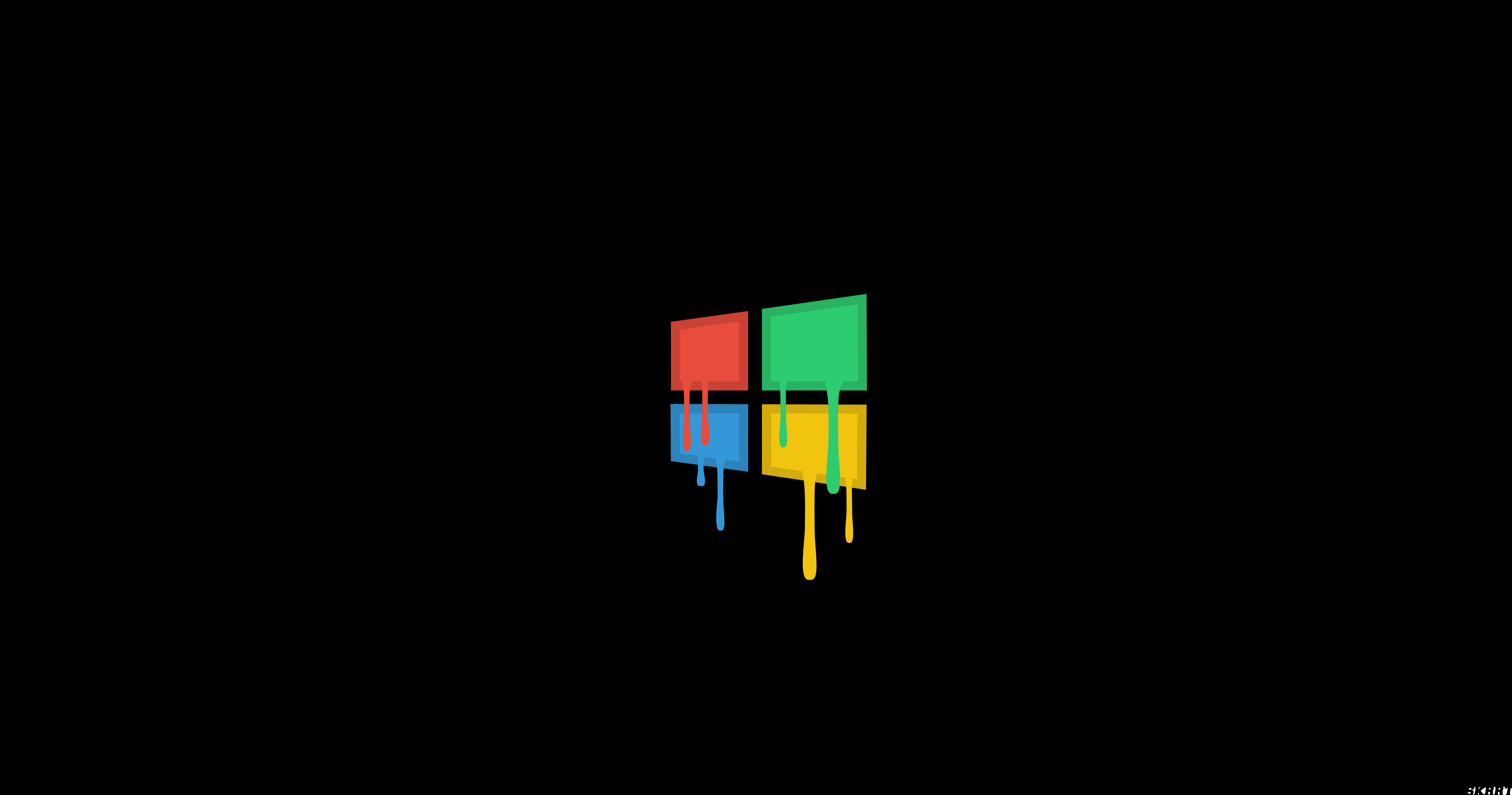 Windows Logo Simple Background Black Background Minimalism Digital Art Microsoft Windows Dripping Pa 7842x4123