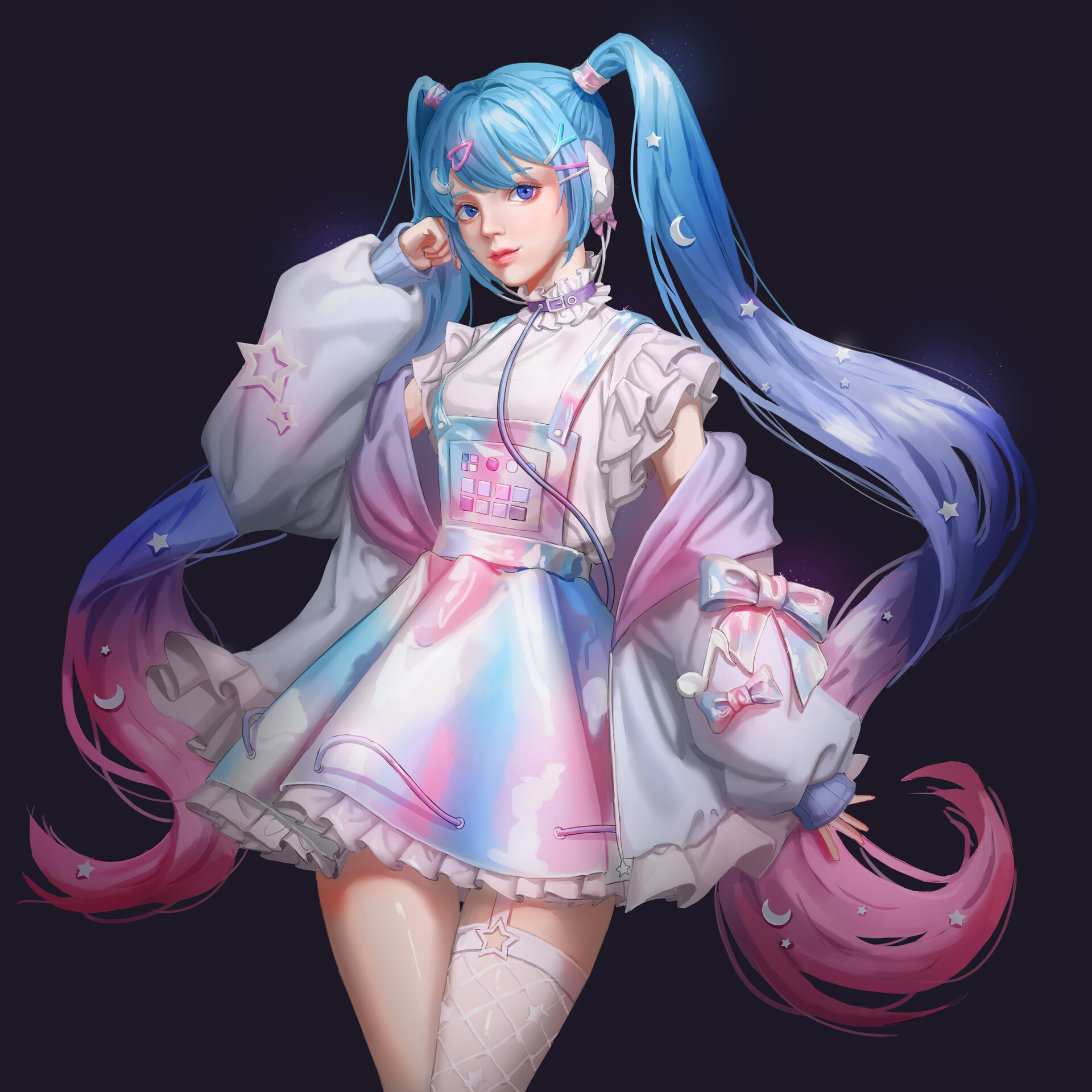 Endy Drawing Women Long Hair Hatsune Miku Colorful 1920x1920