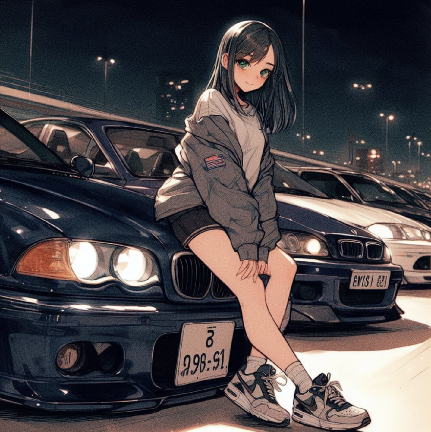 Anime Anime Girls BMW Car Vehicle BMW 3 Series Artwork 1430x1434