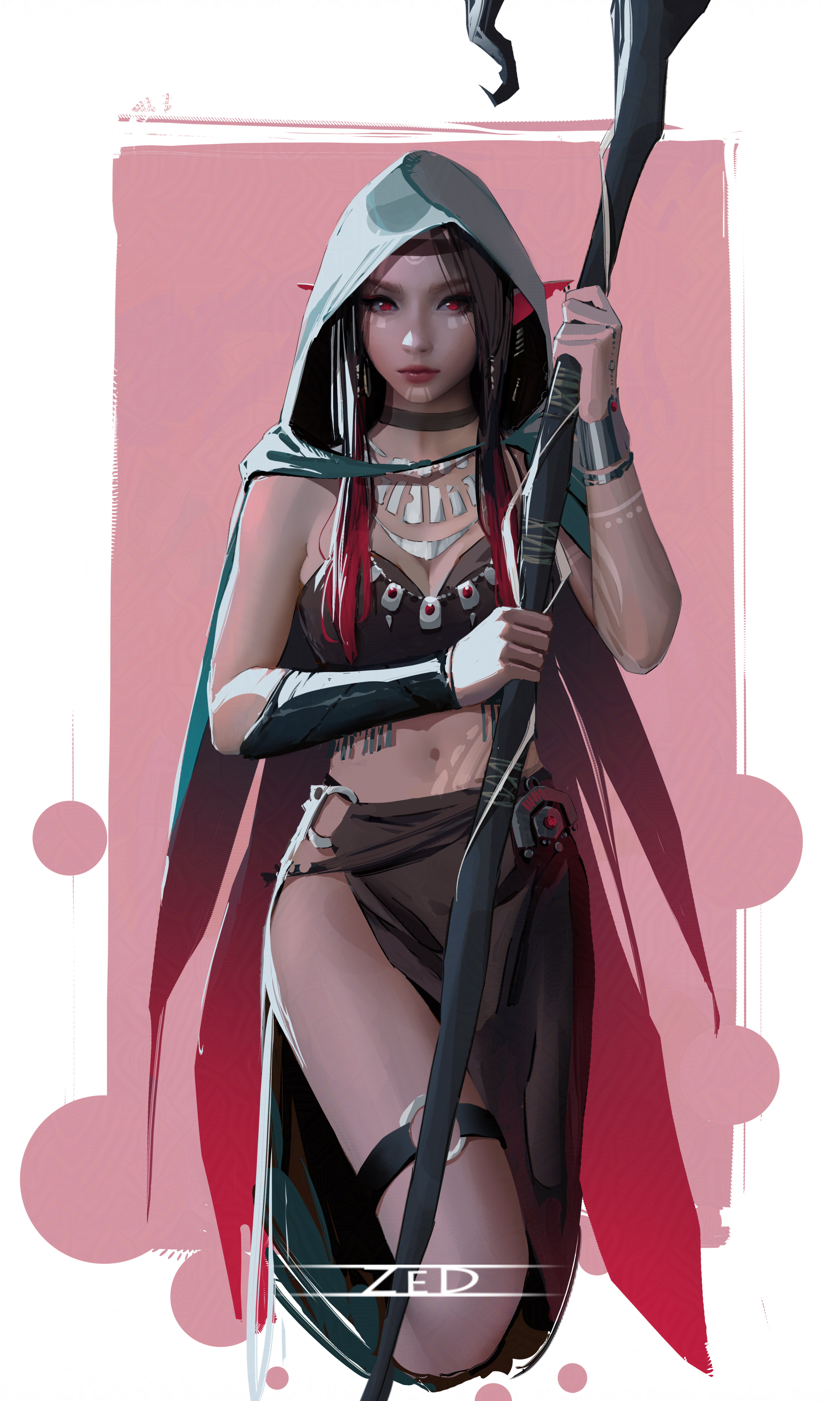 Trungbui Drawing Hoods Staff Red Eyes Pink 3000x5001