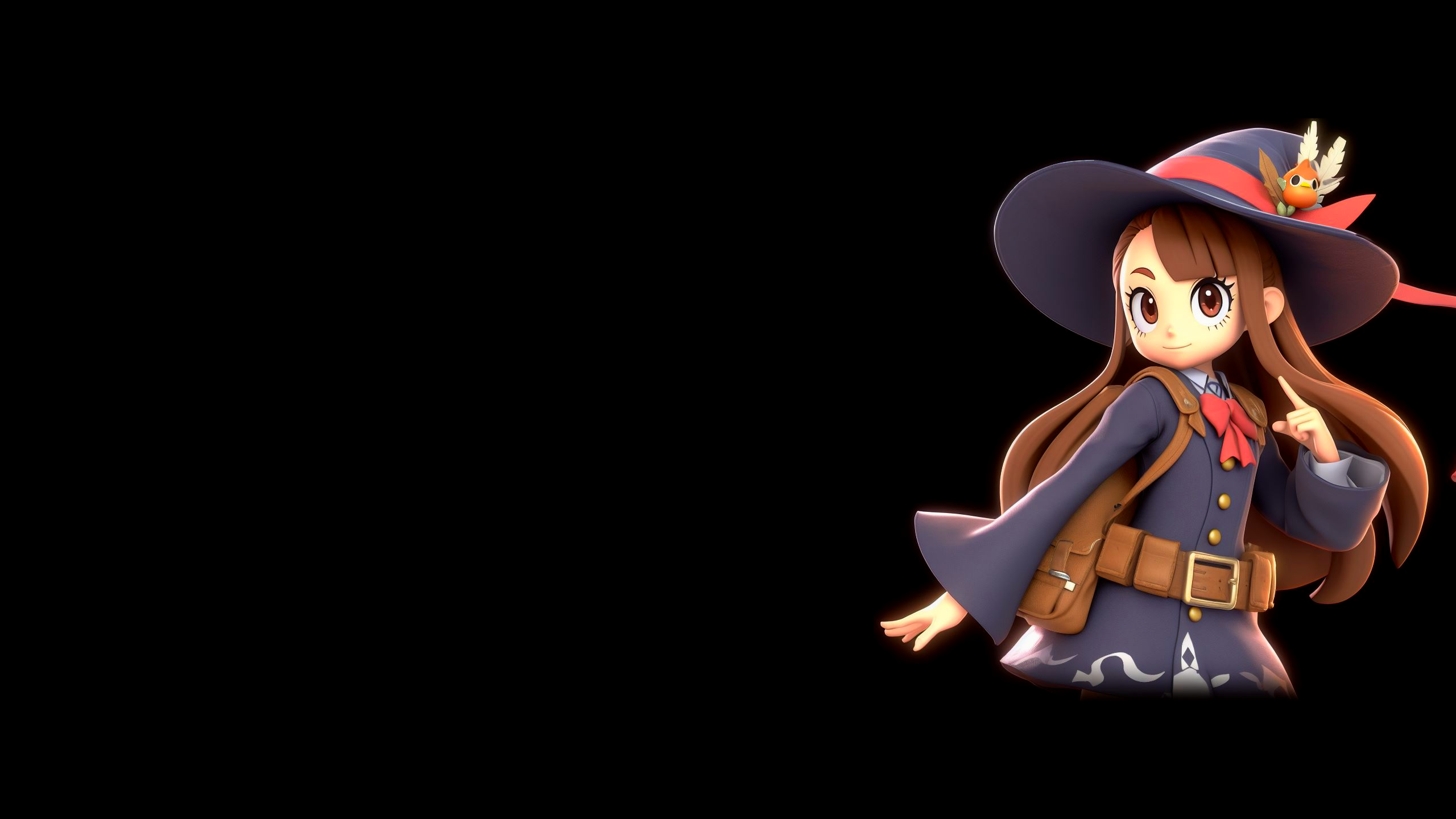 Simple Background Black Background Anime Girls Long Hair Little Witch Academia Luna Nova Uniform Wid 2560x1440