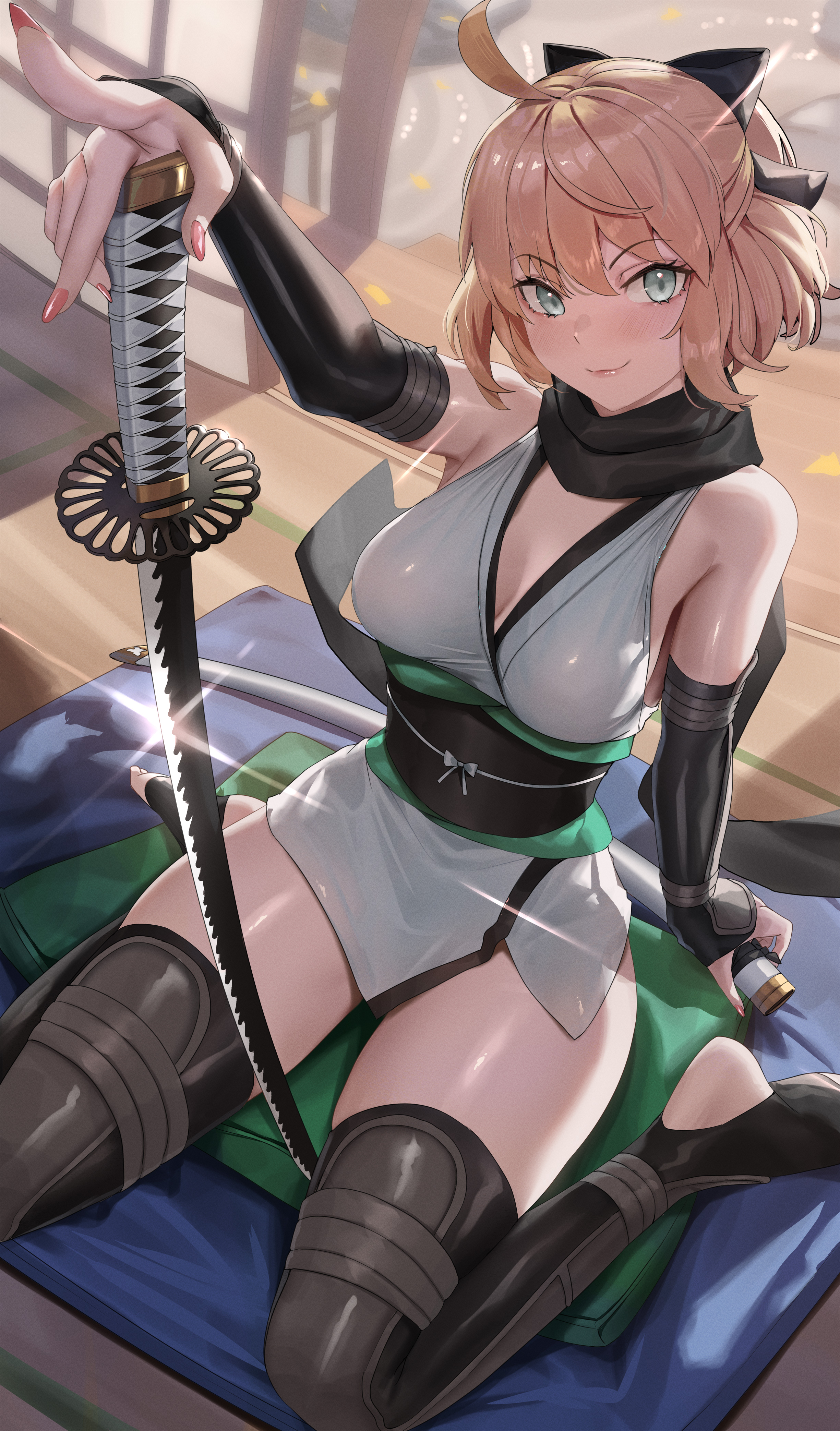 Anime Looking At Viewer Sword 2450x4174