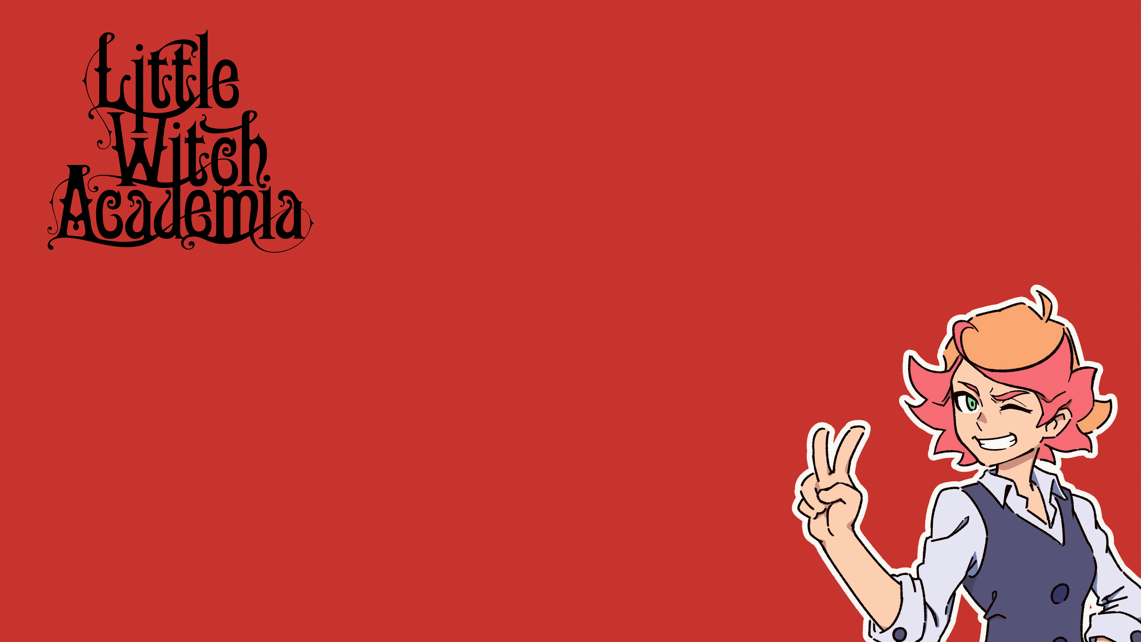 Simple Background Red Background Anime Anime Girls Amanda ONeill Little Witch Academia Luna Nova Uni 3840x2160