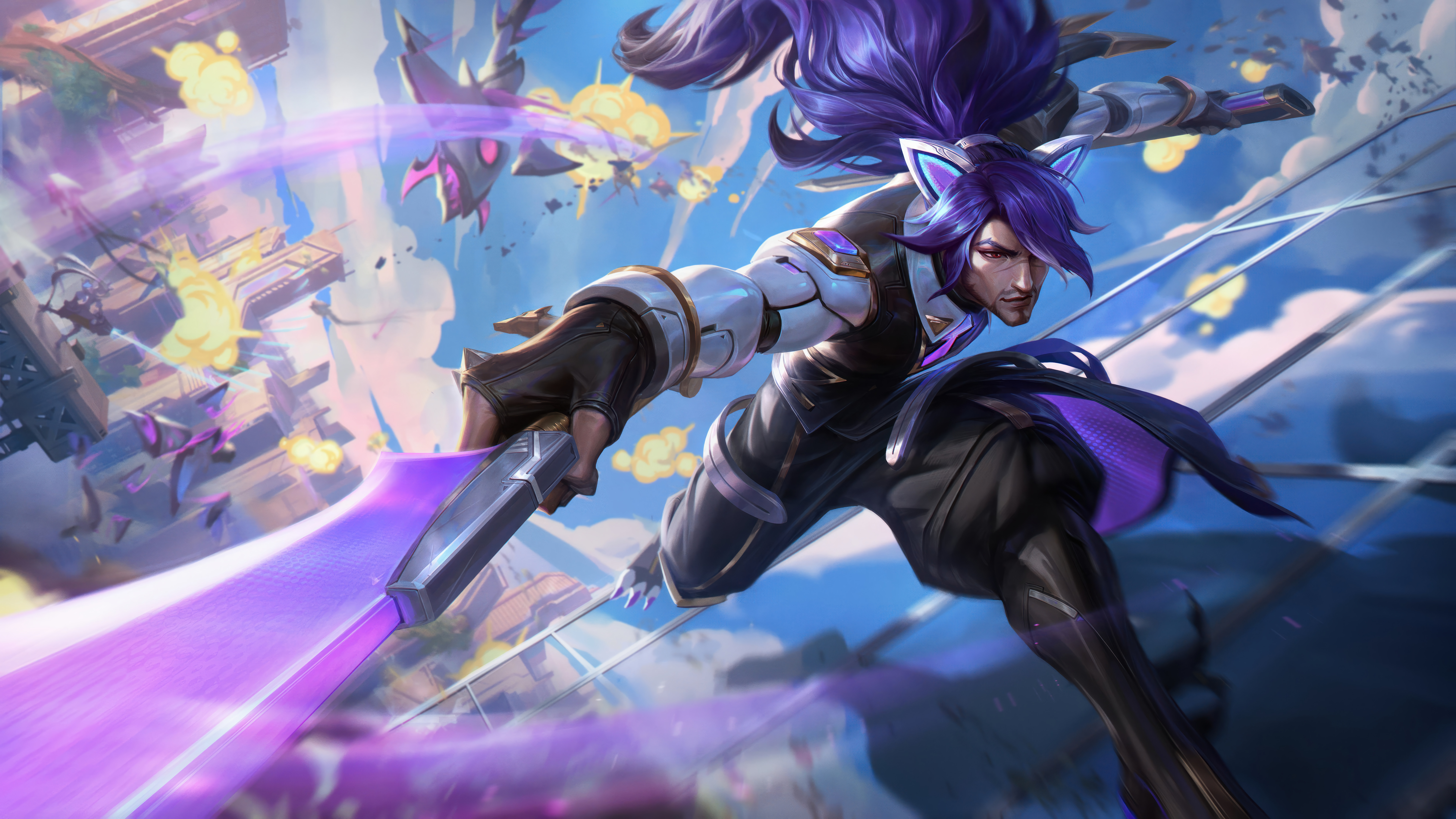 League Of Legends Digital Art Riot Games GZG 4K Video Games Battle Cat League Of Legends Yasuo Leagu 7680x4320