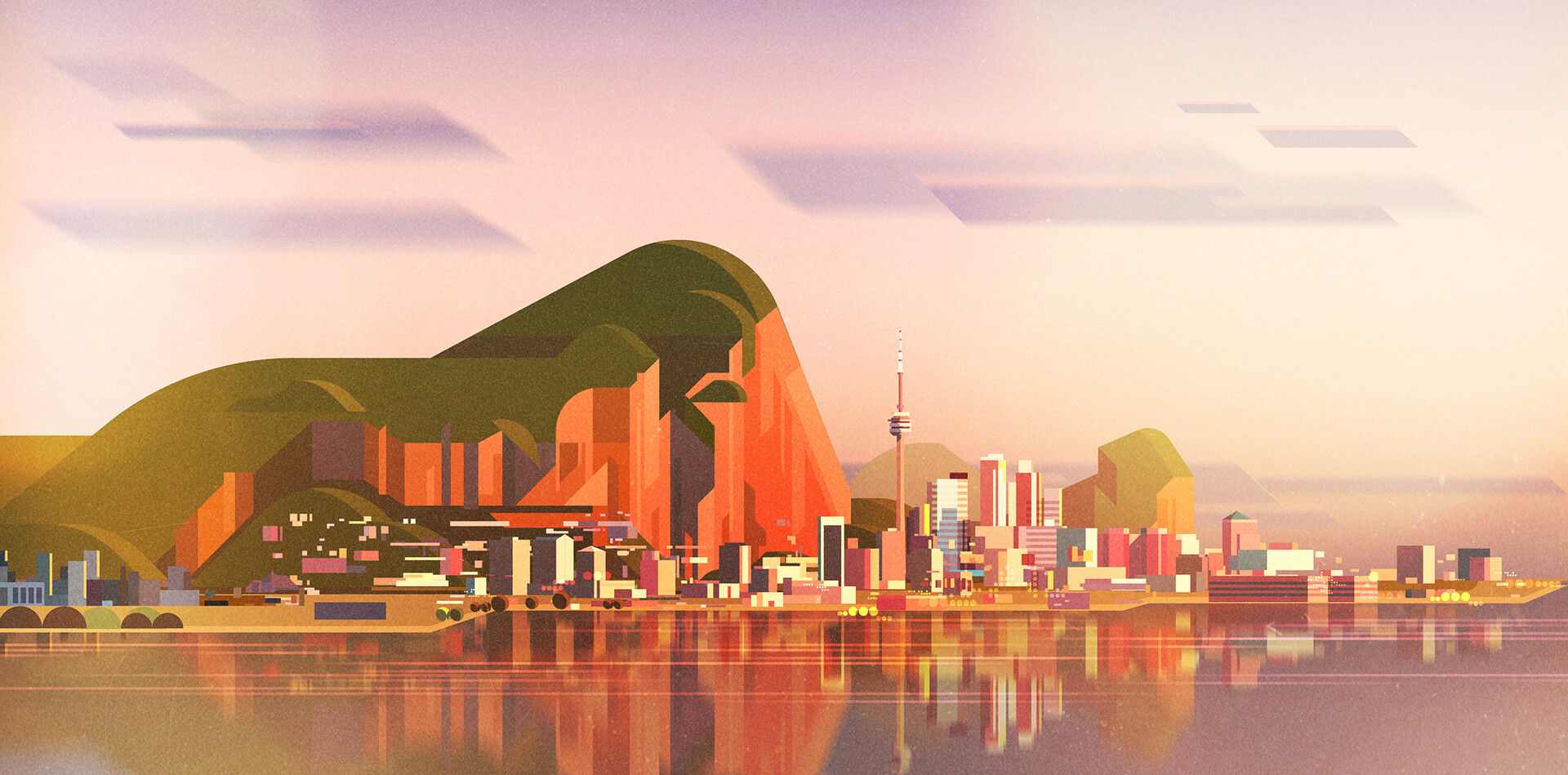 Mountain View Tower Skyscraper City Clouds Sunset Reflection James Gilleard 1920x949