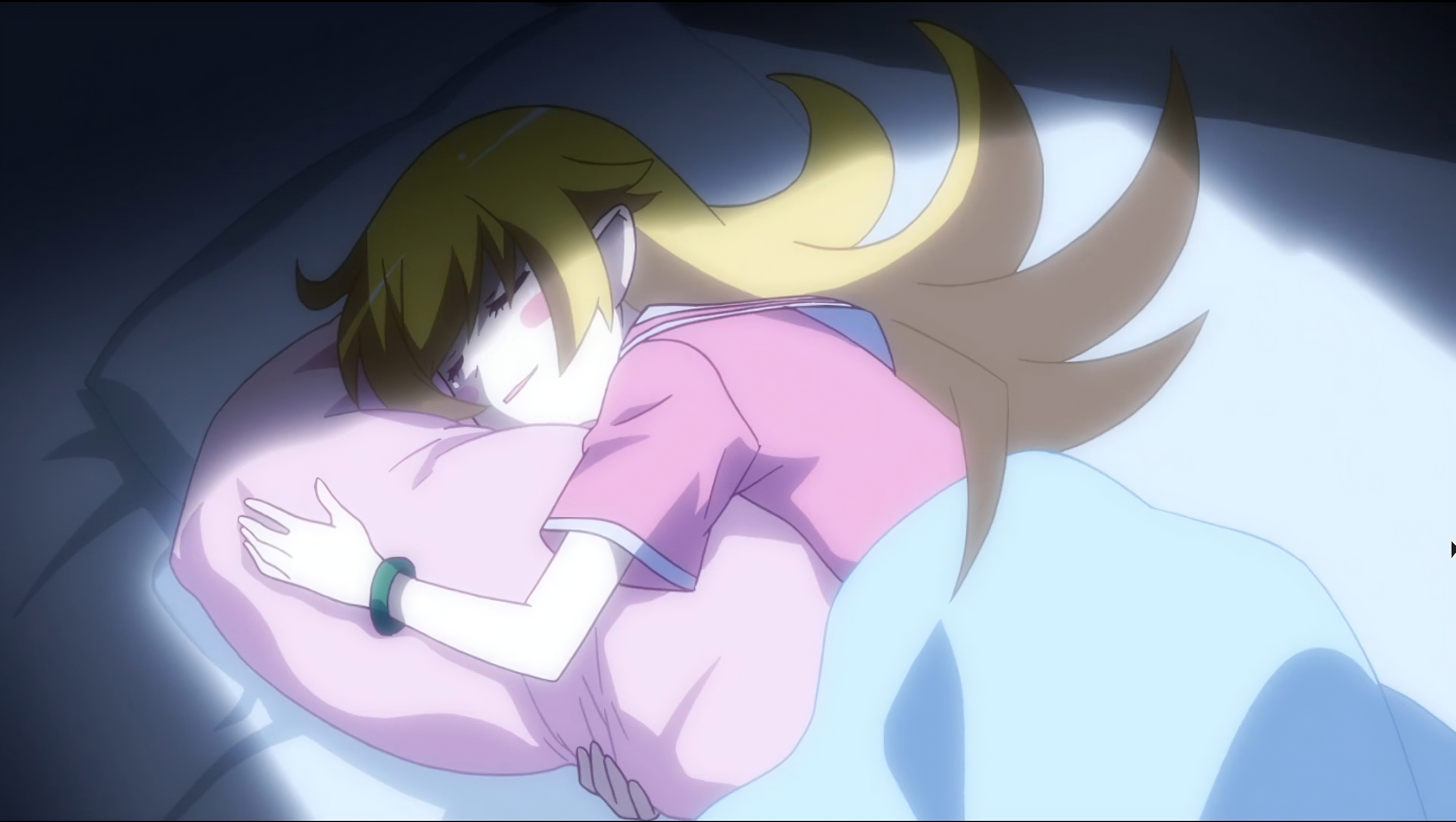 Oshino Shinobu Anime Monogatari Series Blonde Long Hair Anime Girls Vampires Anime Screenshot Sleepi 2720x1536