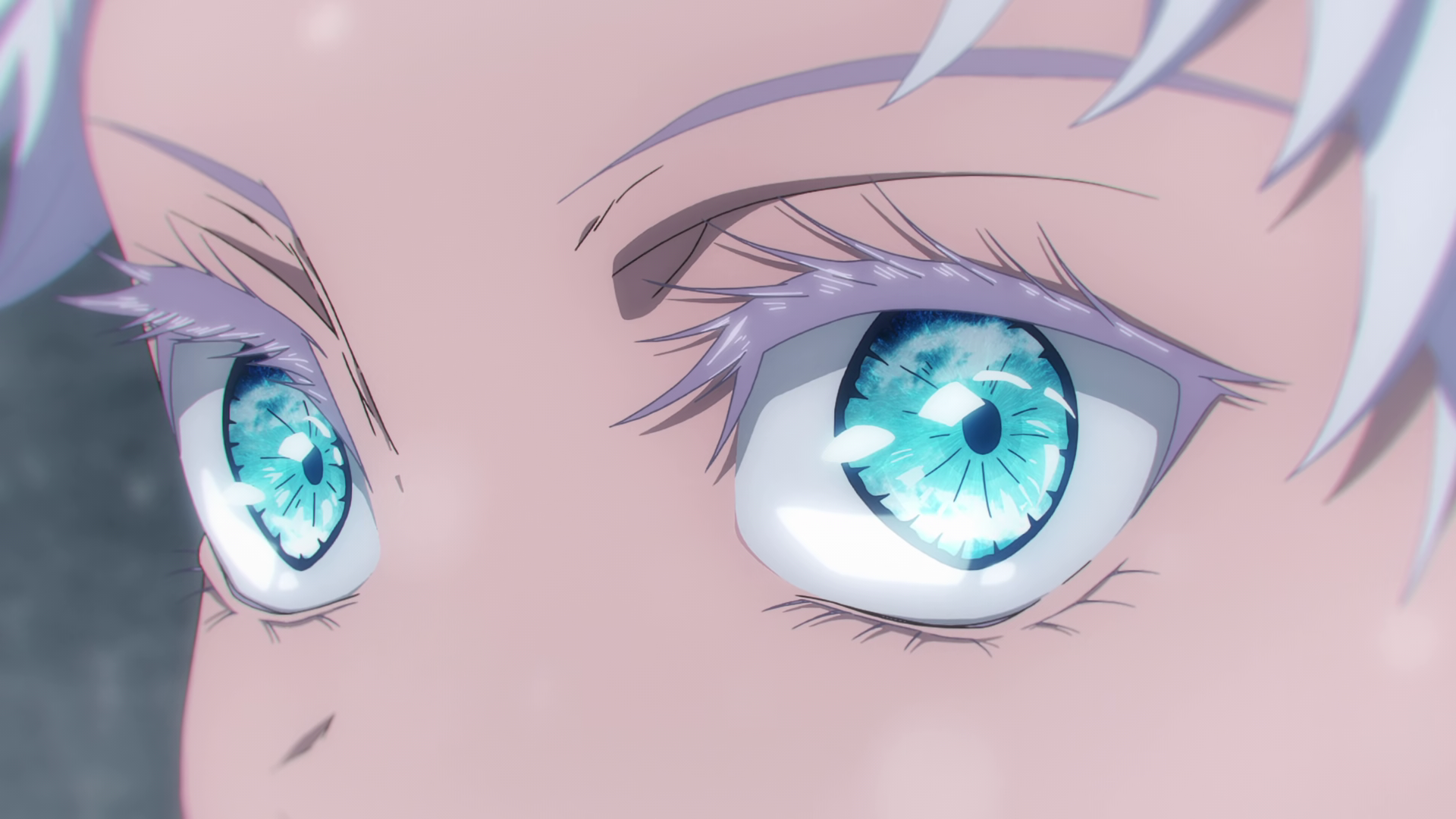 White Hair Blue Eyes Anime Screenshot Jujutsu Kaisen Satoru Gojo White Eyebrows White Eyelashes Look 1920x1080