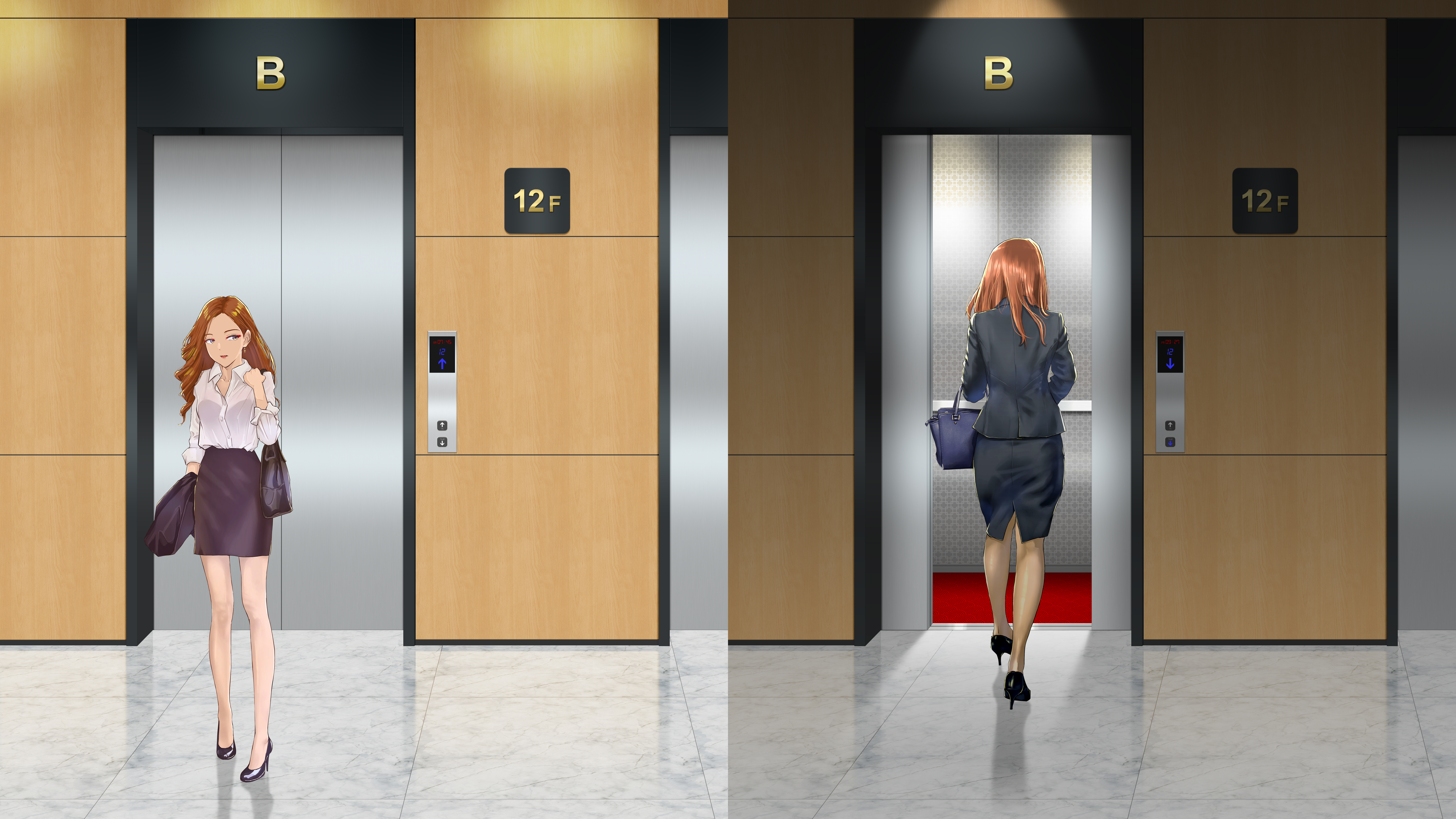 Office Girl Elevator High Heels Women 8000x4500