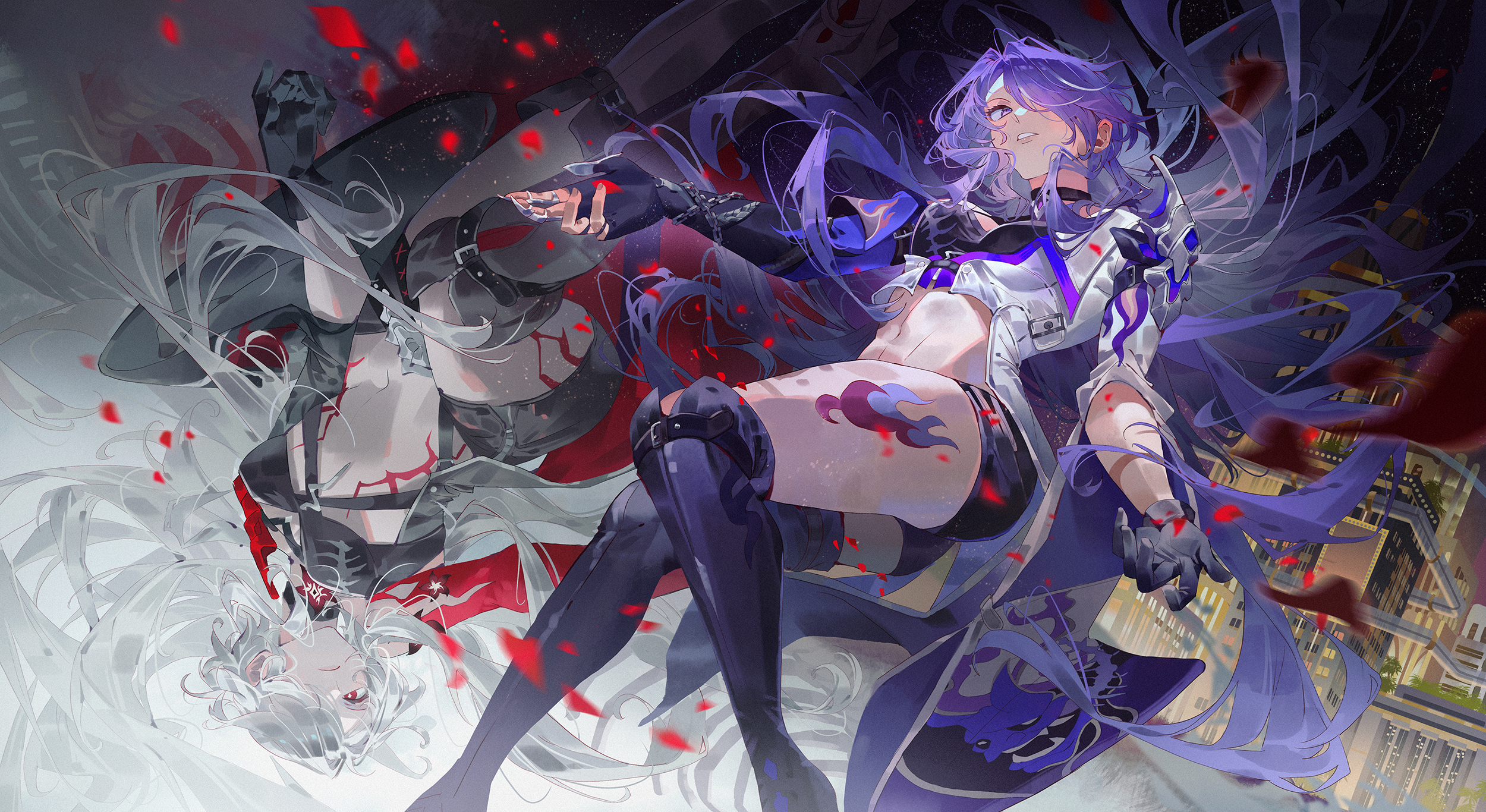 Anime Anime Girls Red Eyes Purple Hair Long Hair Gloves Acheron Honkai Star Rail Honkai Star Rail Pi 2500x1366