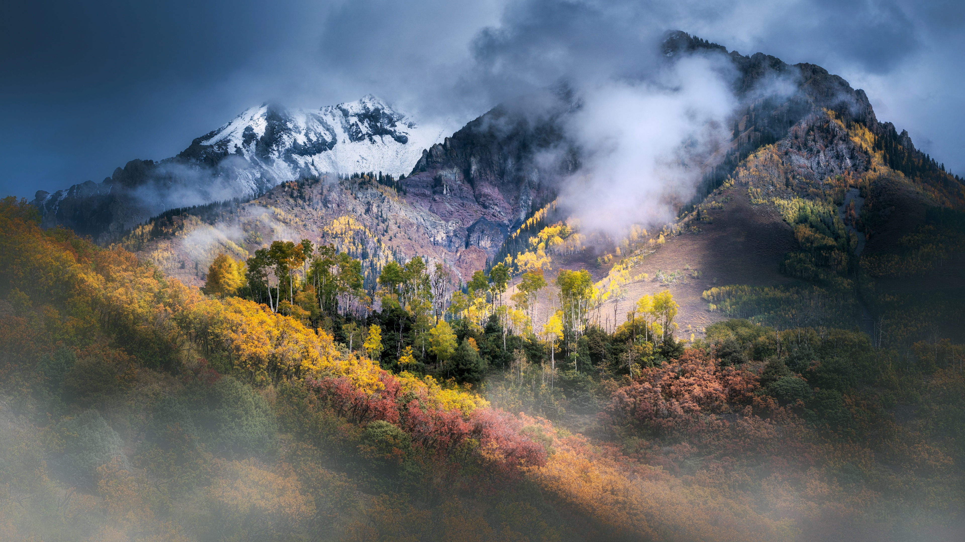 Photography Landscape Mountains Colorado Clouds Forest Trees Aspen USA Mist Snow 4K 3840x2160