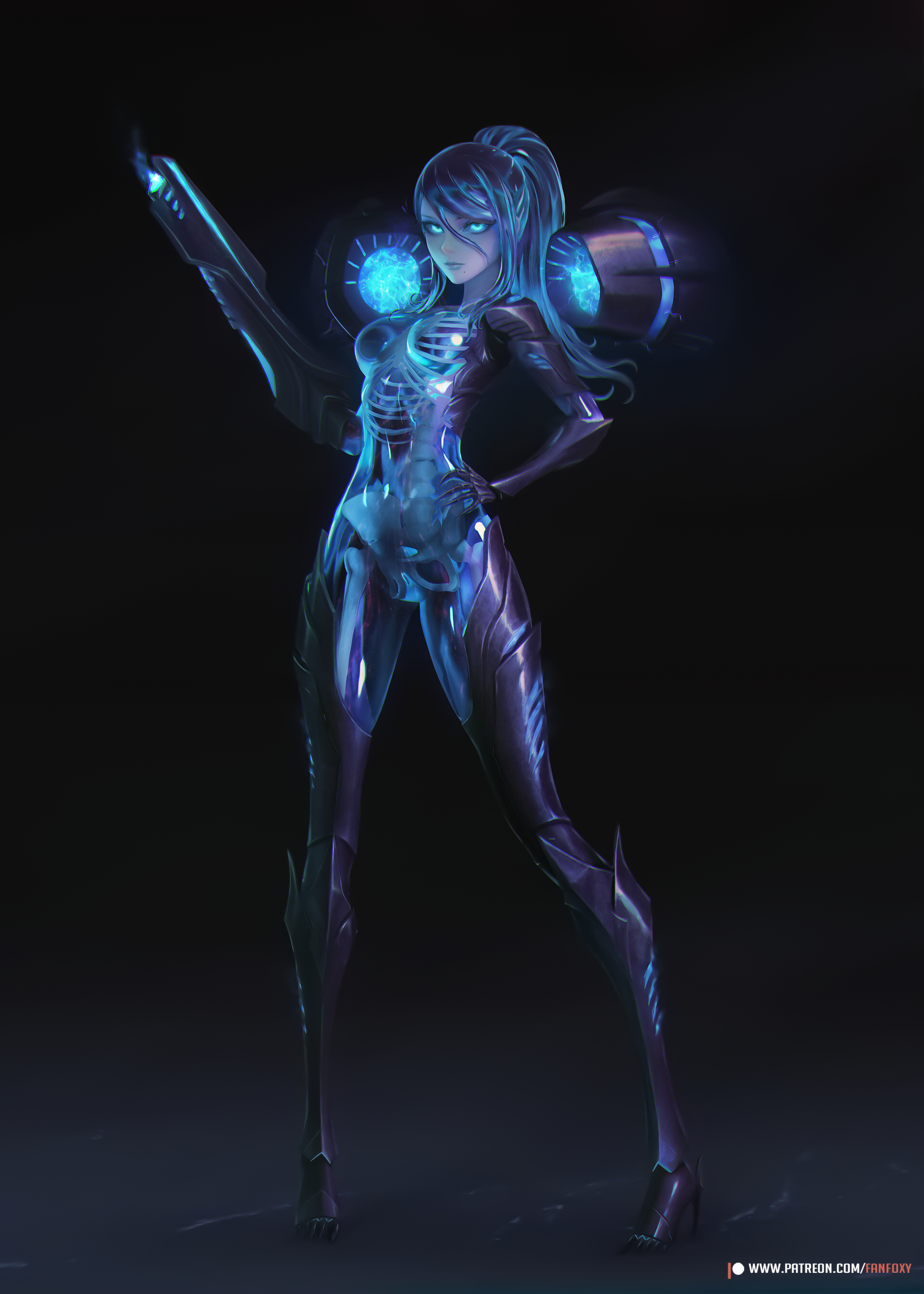 Fanfoxy Drawing Samus Aran X Rays Dark Blue Metroid 1920x2688