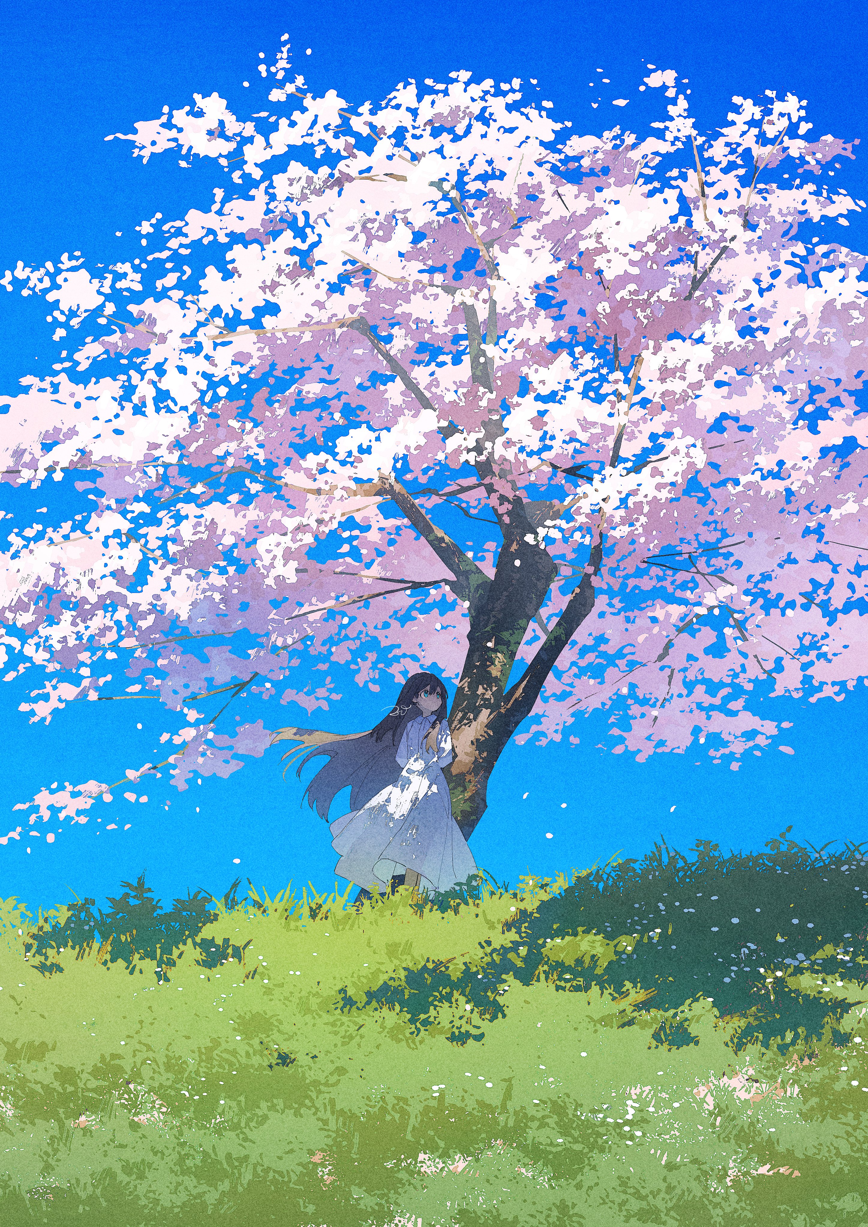 Potg Dress Anime Anime Girls Trees Clear Sky Grass 2894x4093