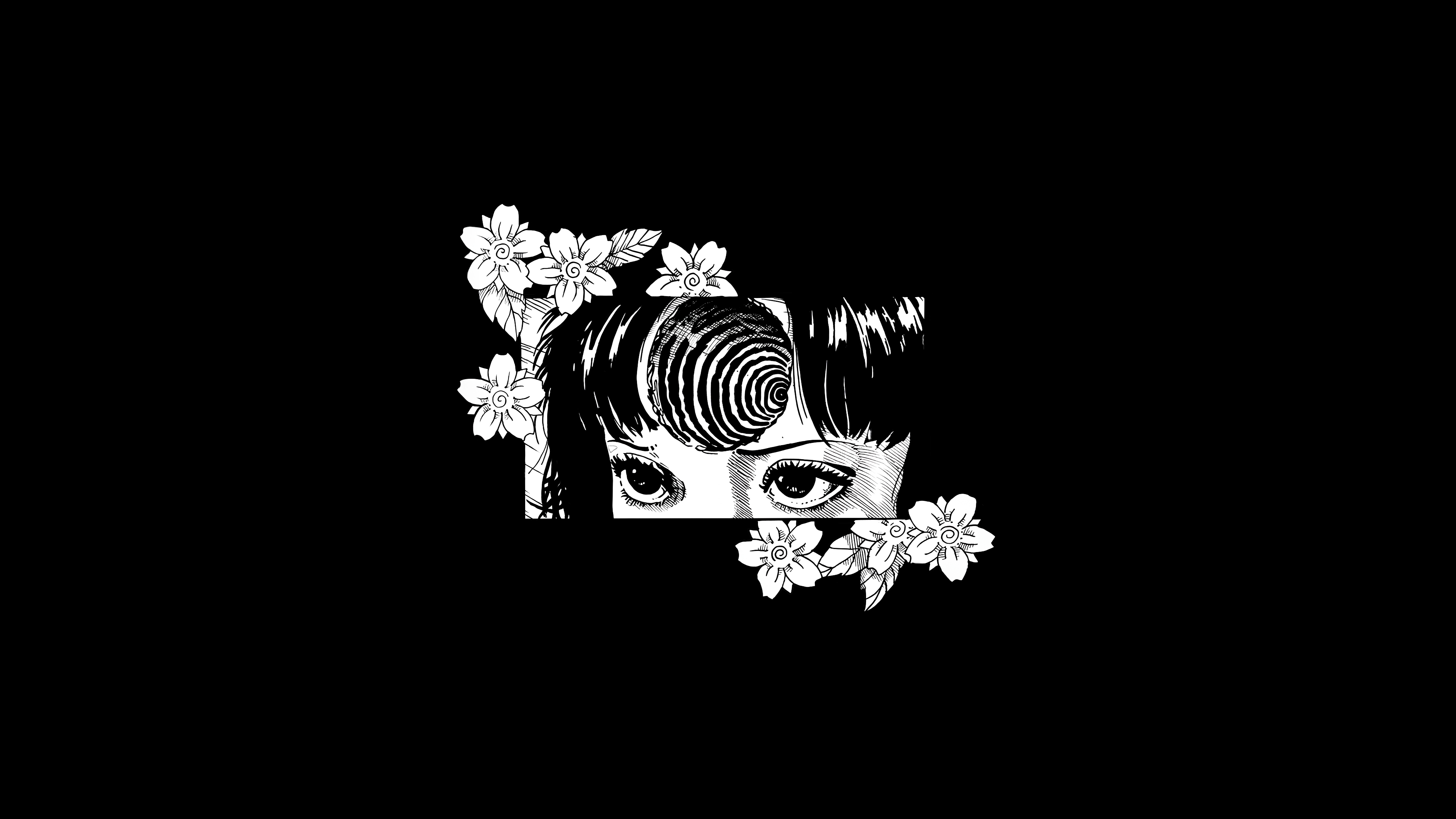 Junji Ito Uzumaki Manga Black Anime Girls Monochrome 3840x2160