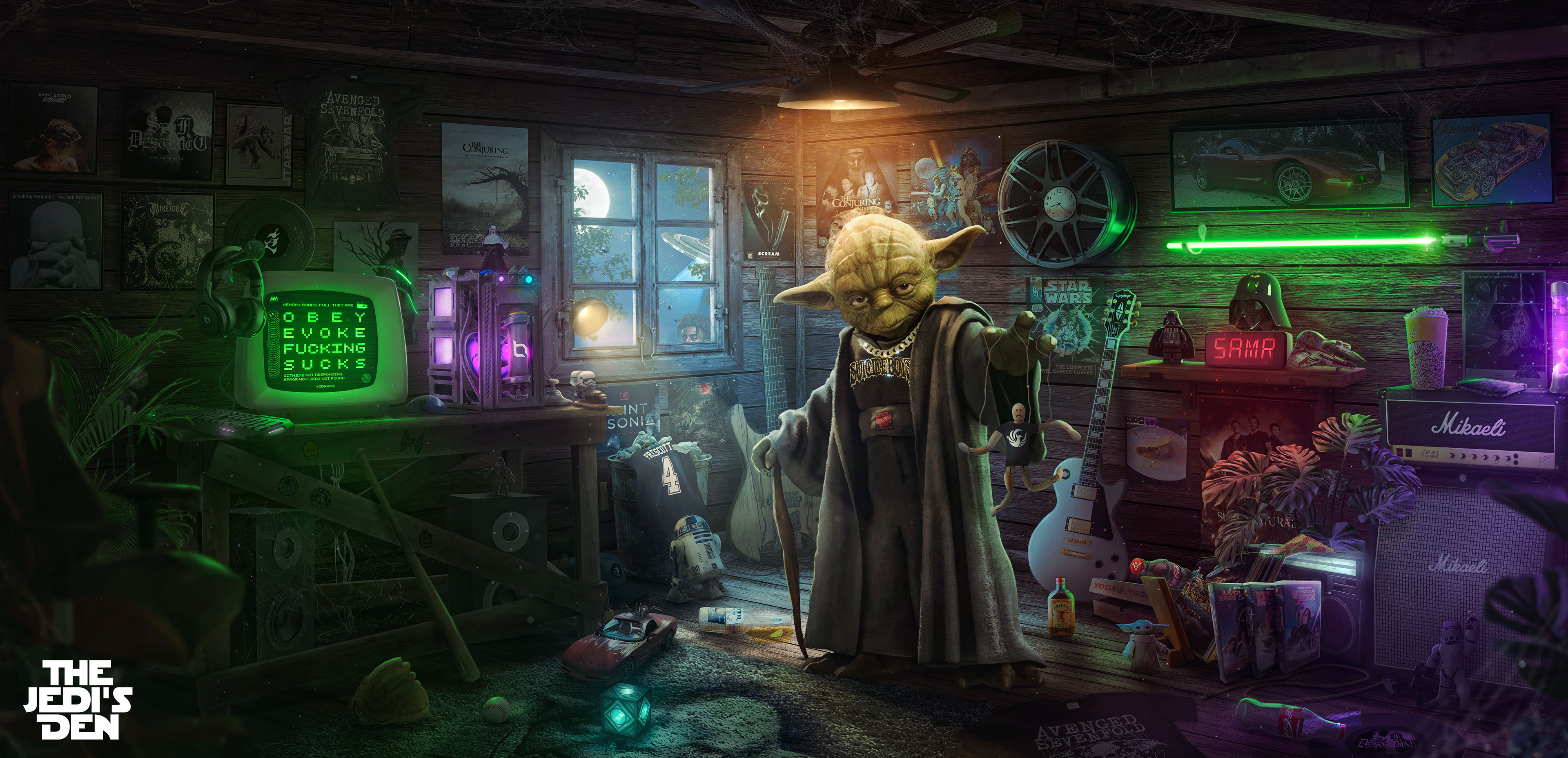 Star Wars Heroes Star Wars Yoda Artwork Digital Art Jedi Mikaeli 3840x1857