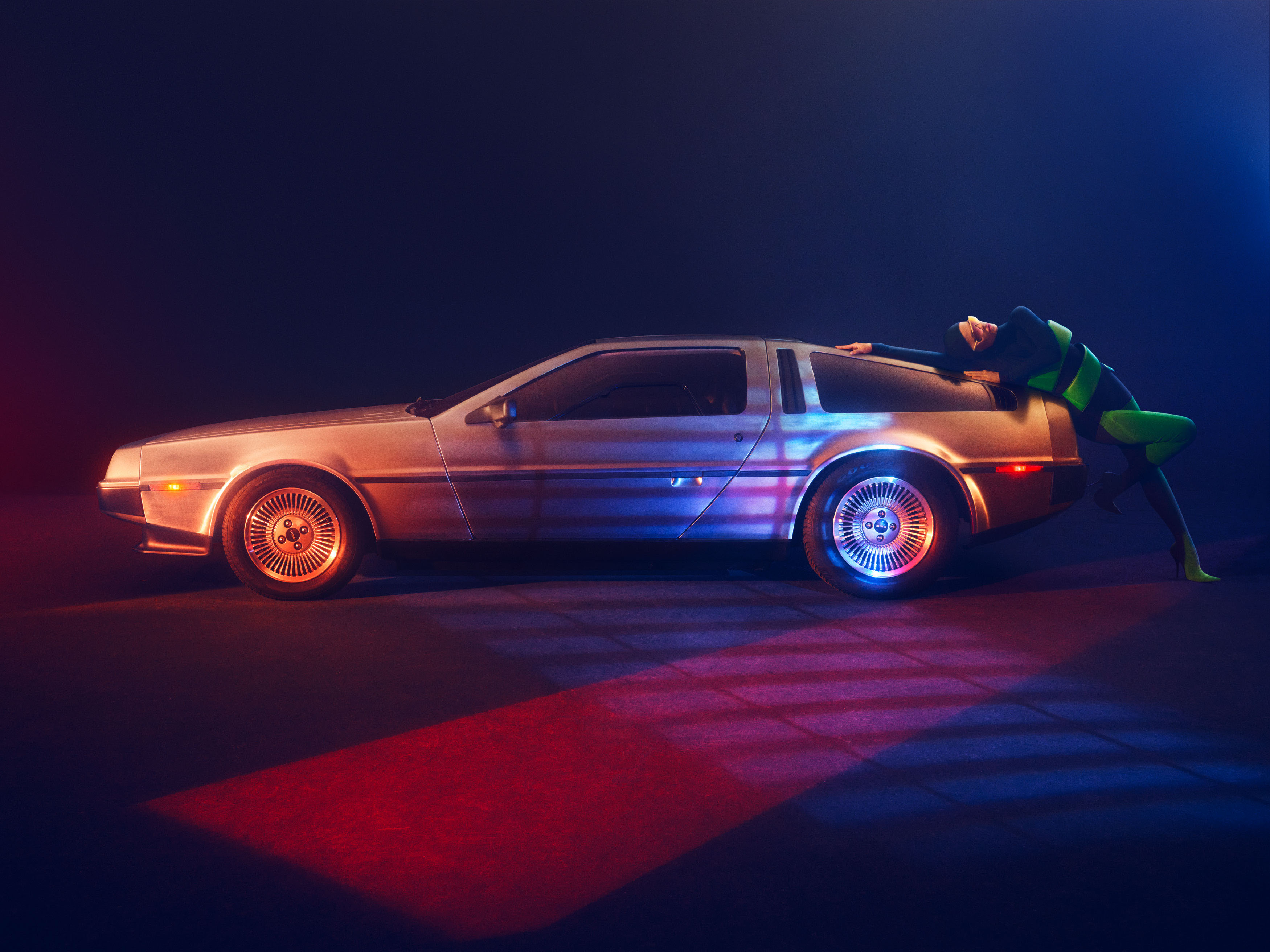 DeLorean Car Model American Cars Women With Cars 3500x2625