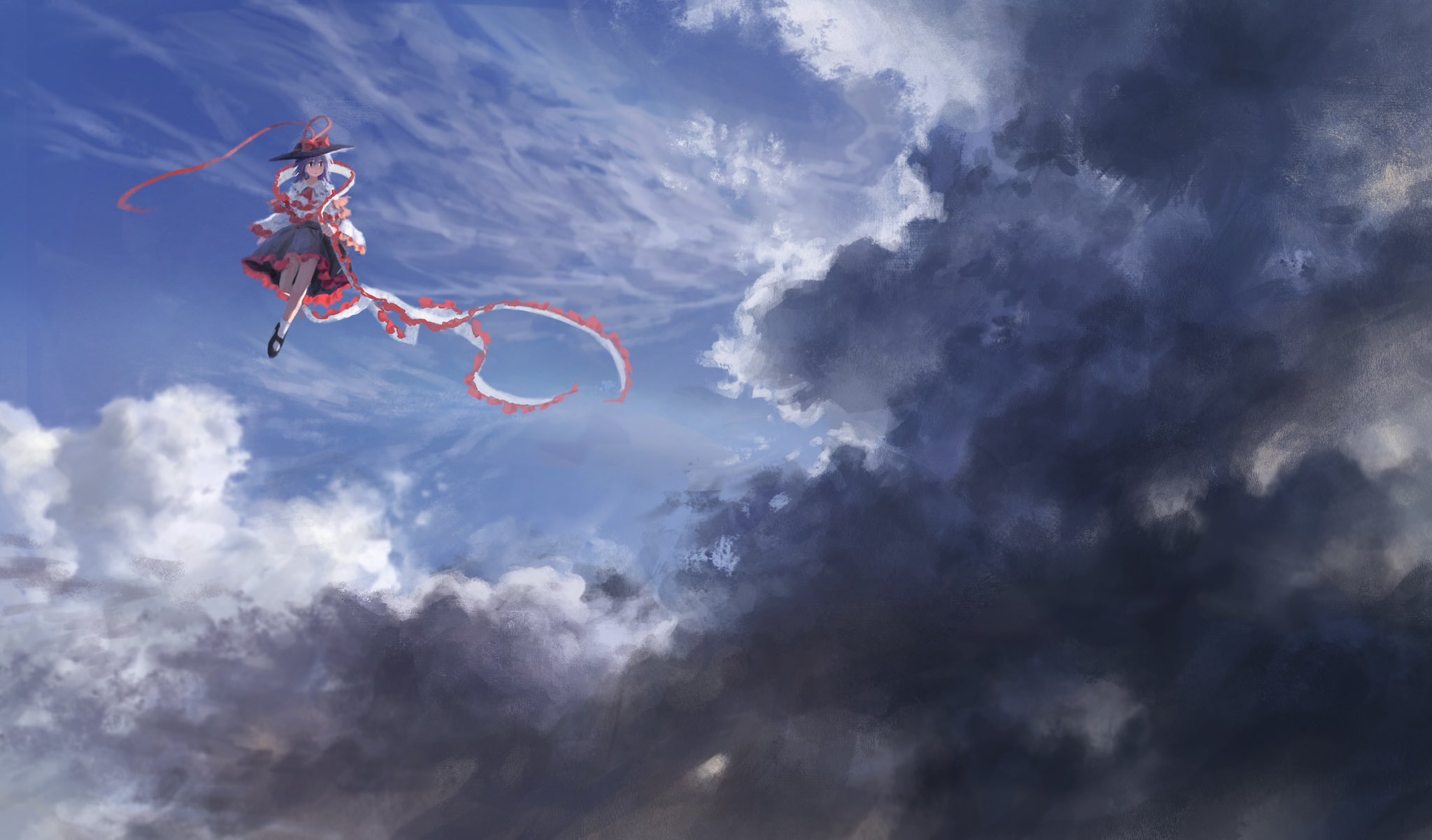 Nagae Iku Touhou Clouds Sky Flying 2048x1202