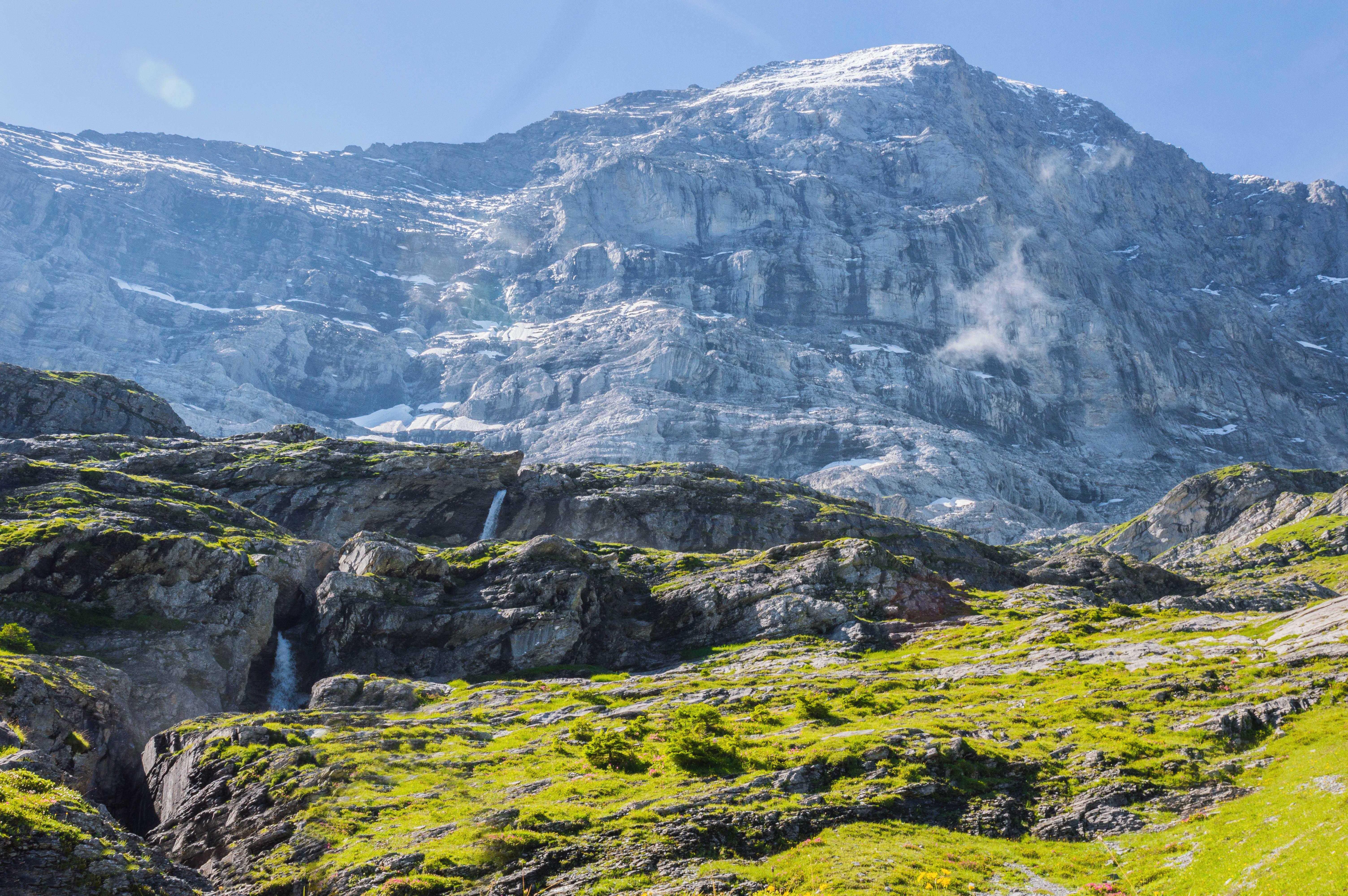 Cliff Landscape Nature Swiss Alps Alps Europe Switzerland Waterfall Mountains Grass 6016x4000