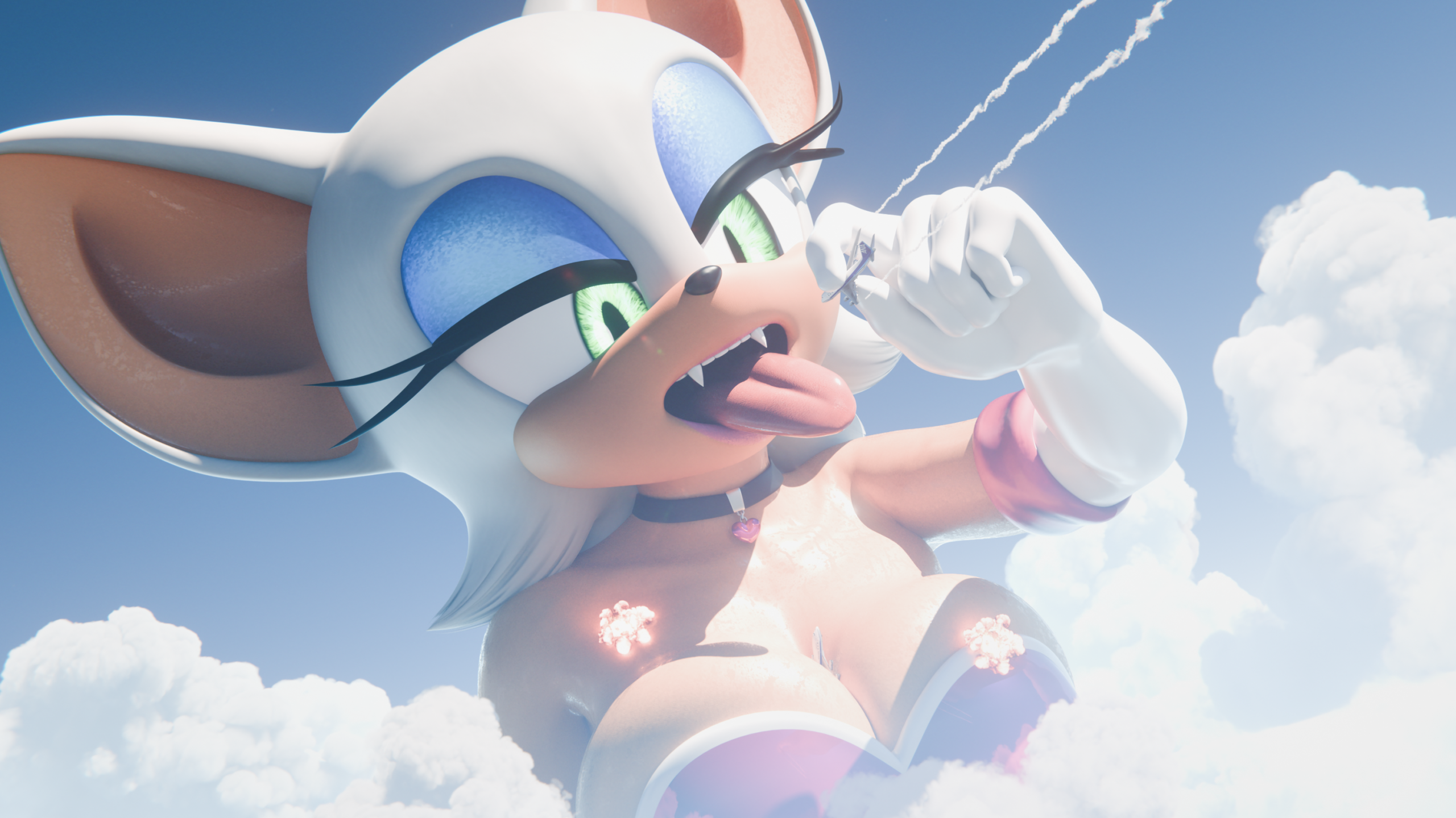 Rouge The Bat Giantess Sonic The Hedgehog Digital Art Green Eyes 2560x1439