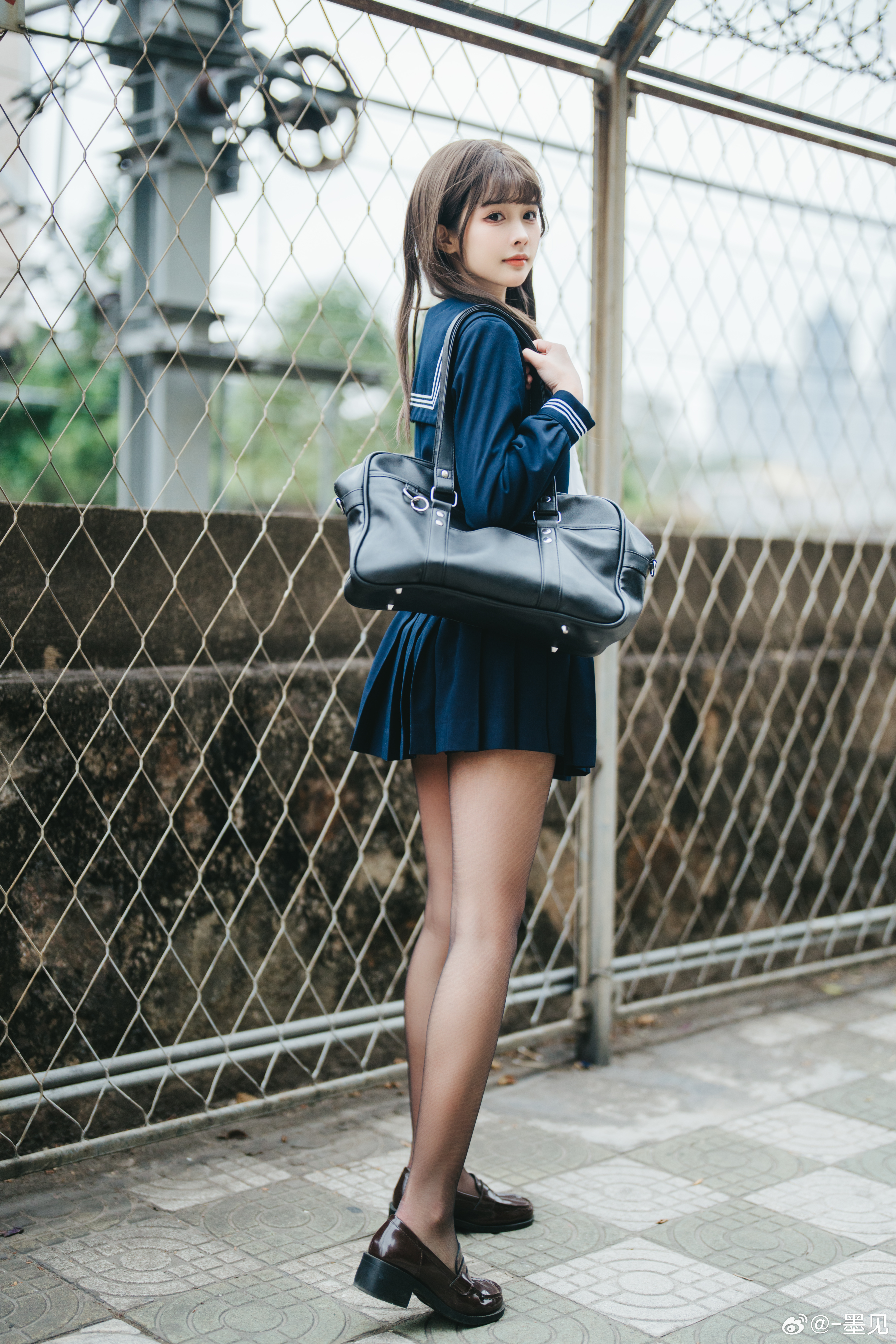 Cosplay Women Asian Mo Jian Skirt Portrait Display Brunette Schoolgirl School Uniform Schoolbags Lon 4487x6731