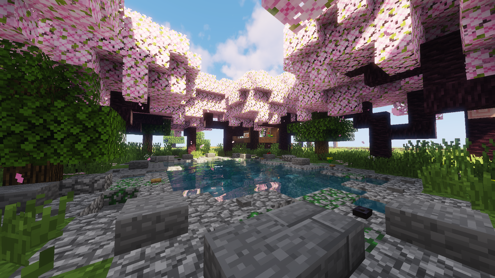 Minecraft Shaders Cherry Blossom Daylight Calm 1920x1080