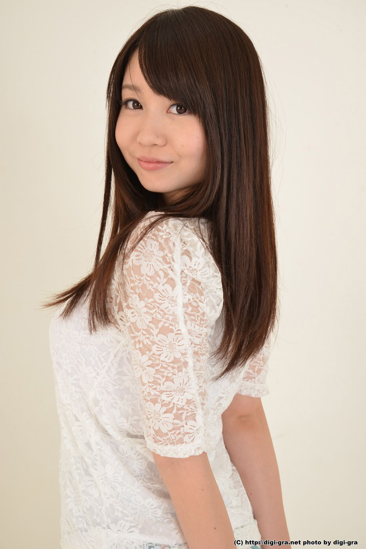 Japanese Long Hair Looking Sideways Looking At Viewer Smiling White Blouse Standing Portrait Display 1280x1920