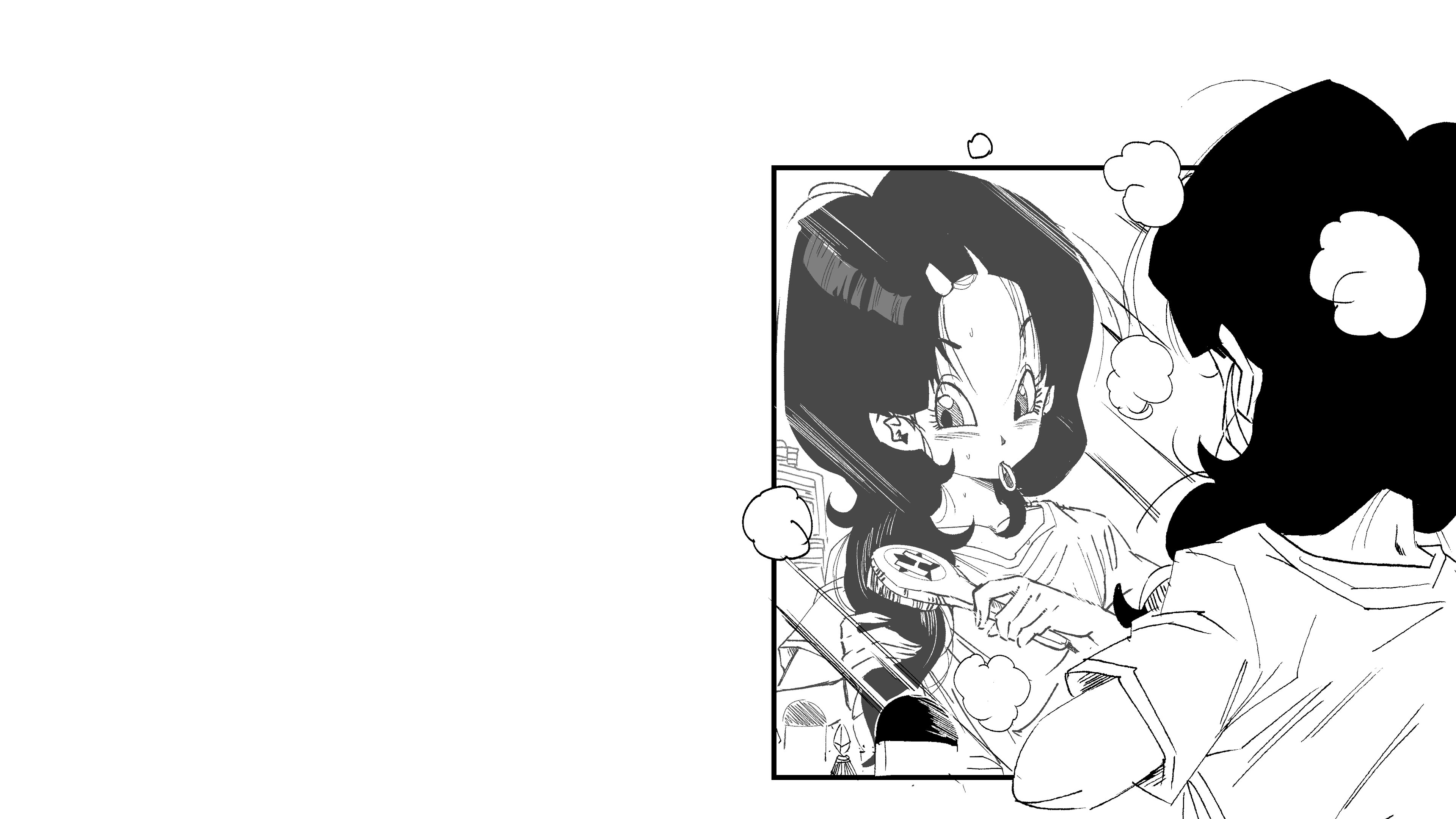 Anime Girls Black Hair Dark Hair Dragon Ball Dragon Ball Z Videl Brush Mirror Mirrored White Shirt H 3840x2160