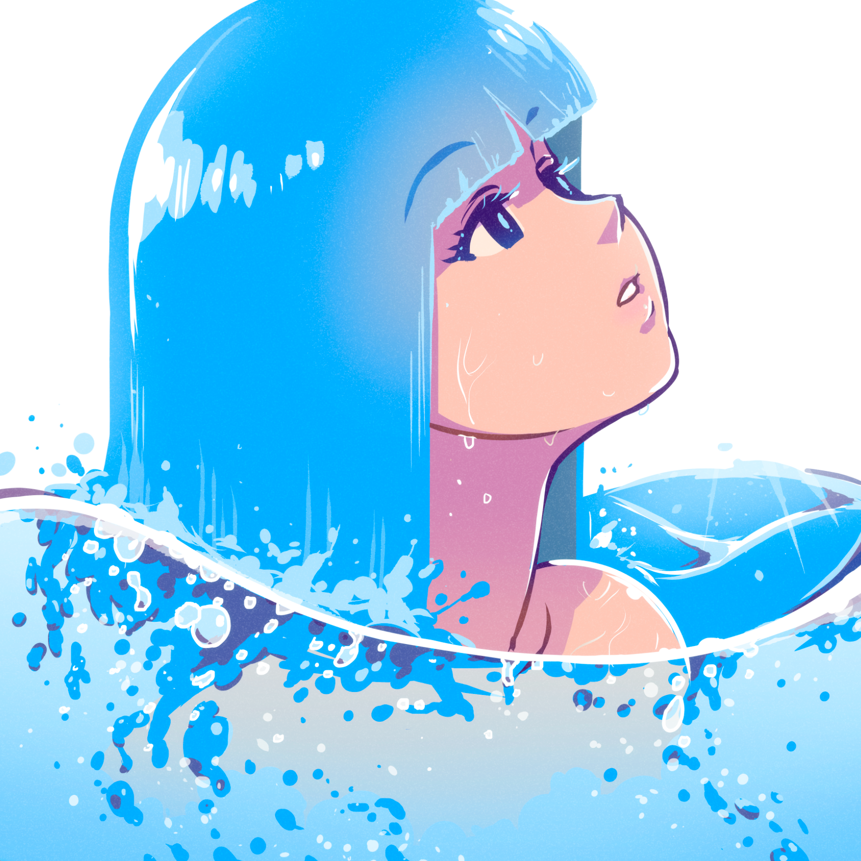 Digital Art Water Fictional Character In Water Looking Away Looking Up 1706x1706