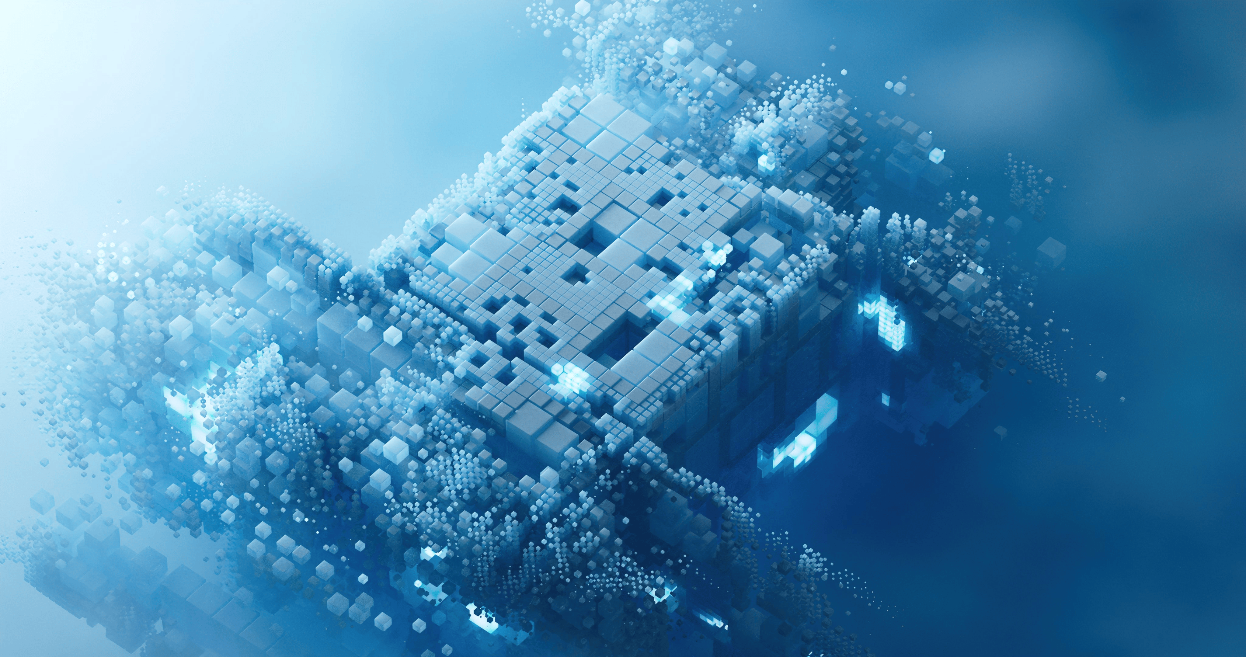 Digital Art Cubic Voxels 3D Abstract Technology 4096x2160