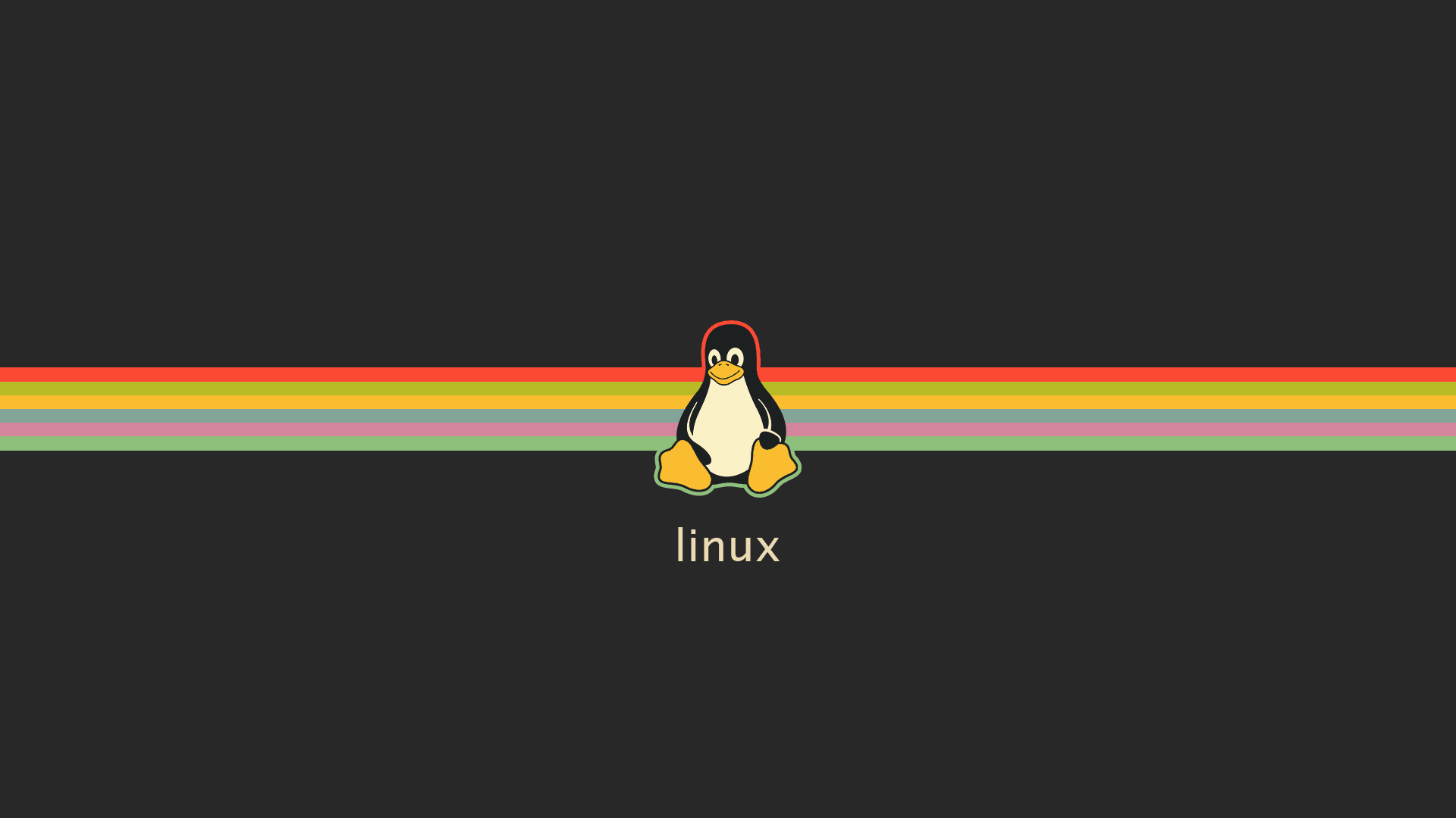 Linux Tux Gruvbox Penguins Stripes 1920x1080