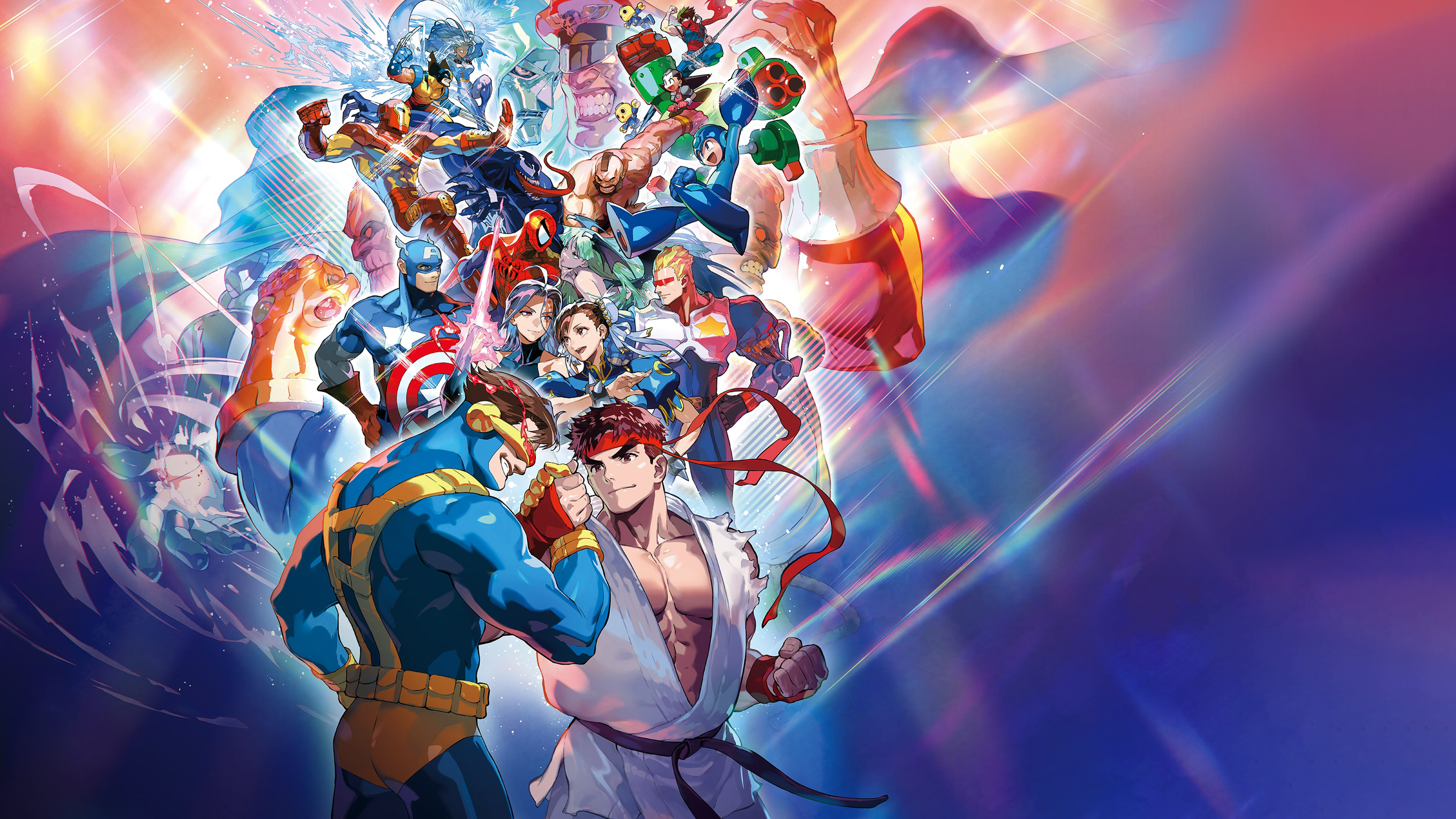 X Men Street Fighter Capcom Marvel Comics Cyclops Ryu Street Fighter Video Game Art Video Games Cros 5993x3371