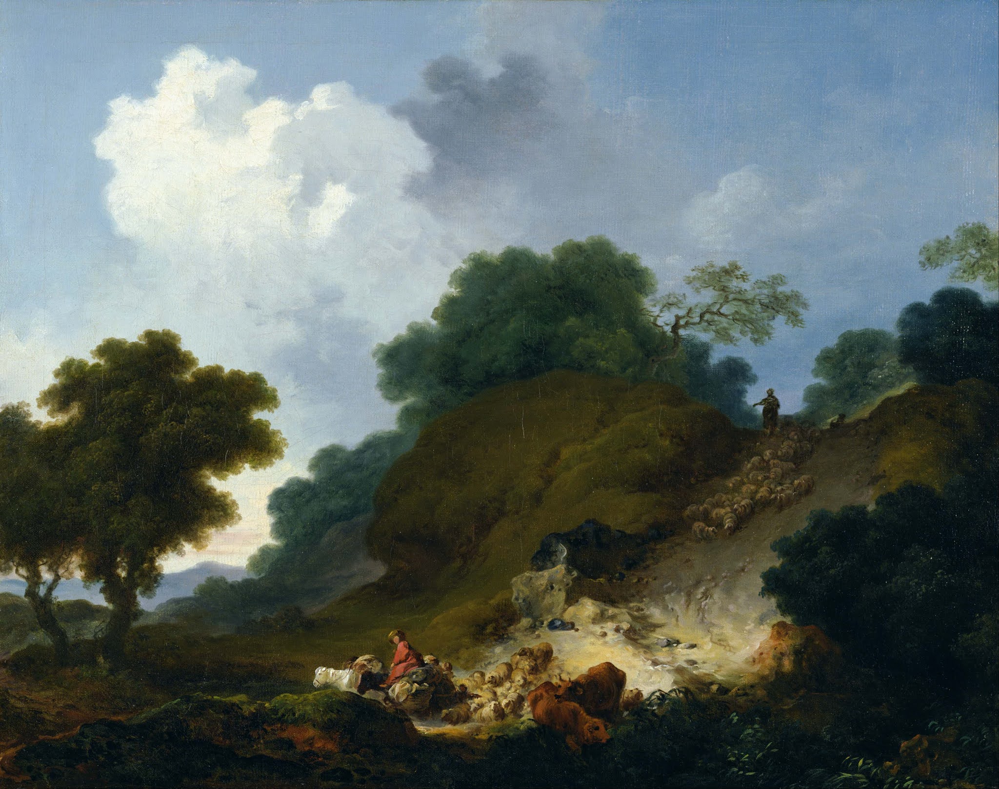 Classic Art Painting Jean Honore Fragonard Landscape Cow Sheep Animals 2048x1616