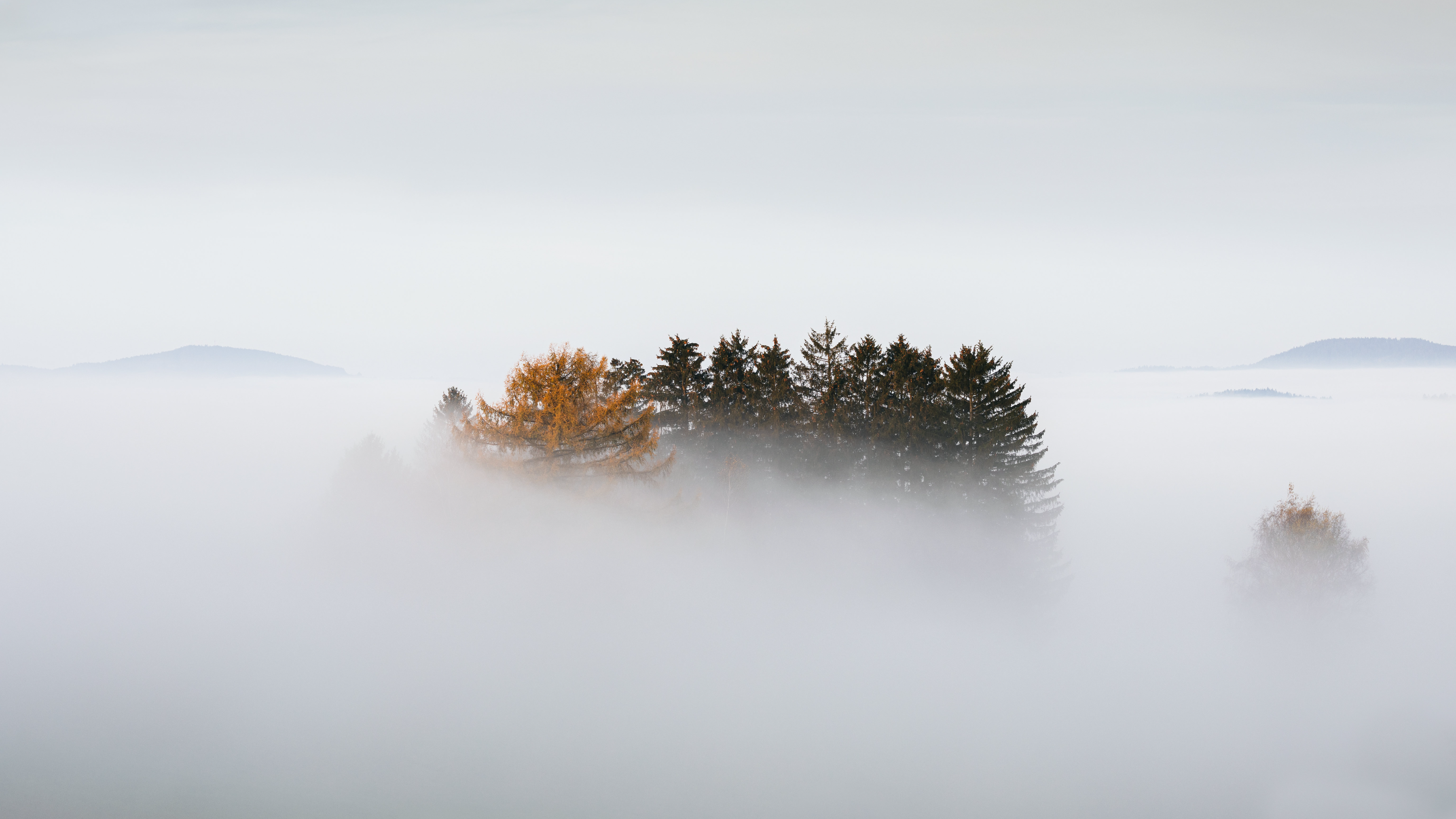 Nature Trees Clouds Mountains Fog Sky Fall 3840x2160