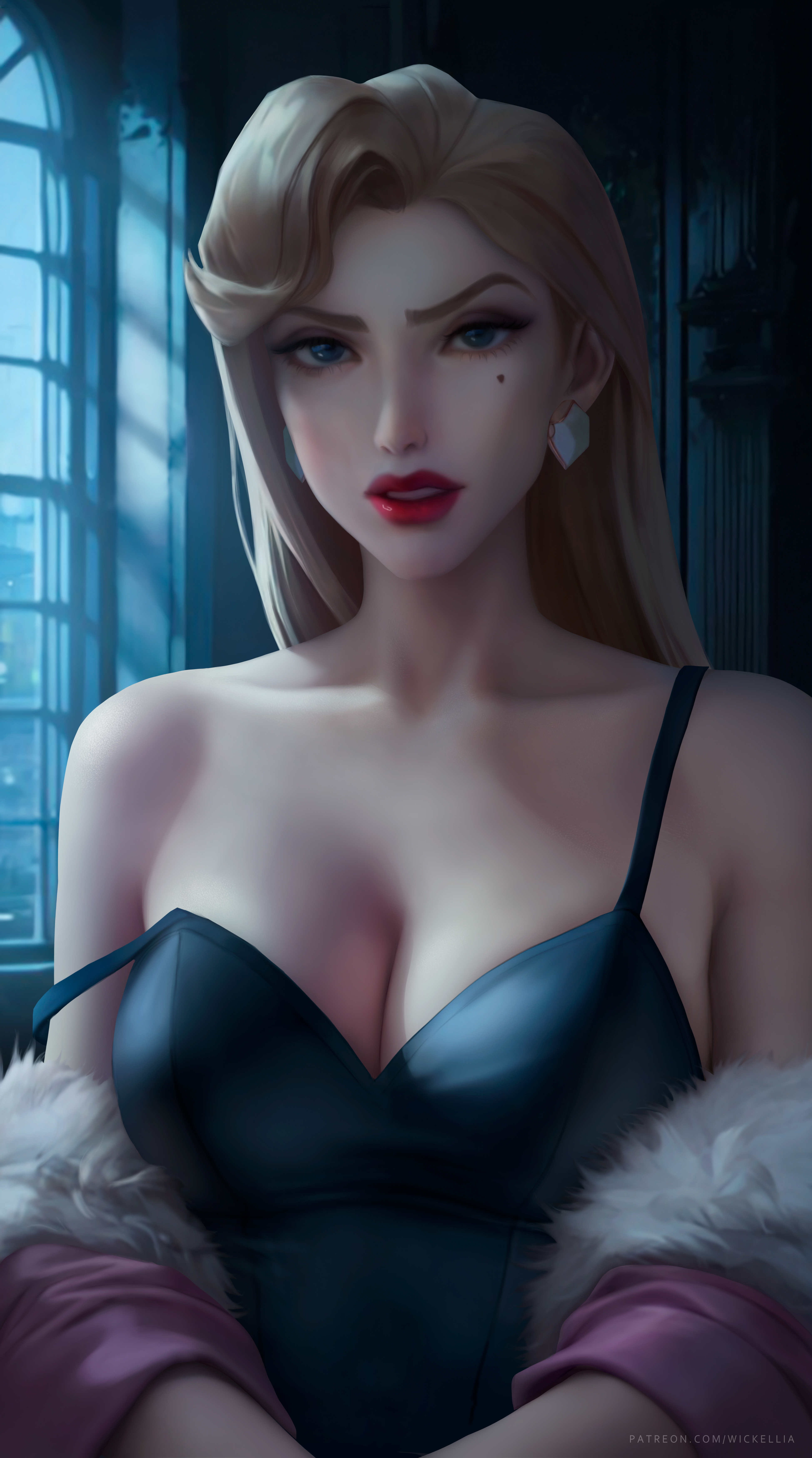 Helga Sinclair Atlantis The Lost Empire Fictional Character Blonde Dress Red Lipstick Portrait Displ 3900x7000