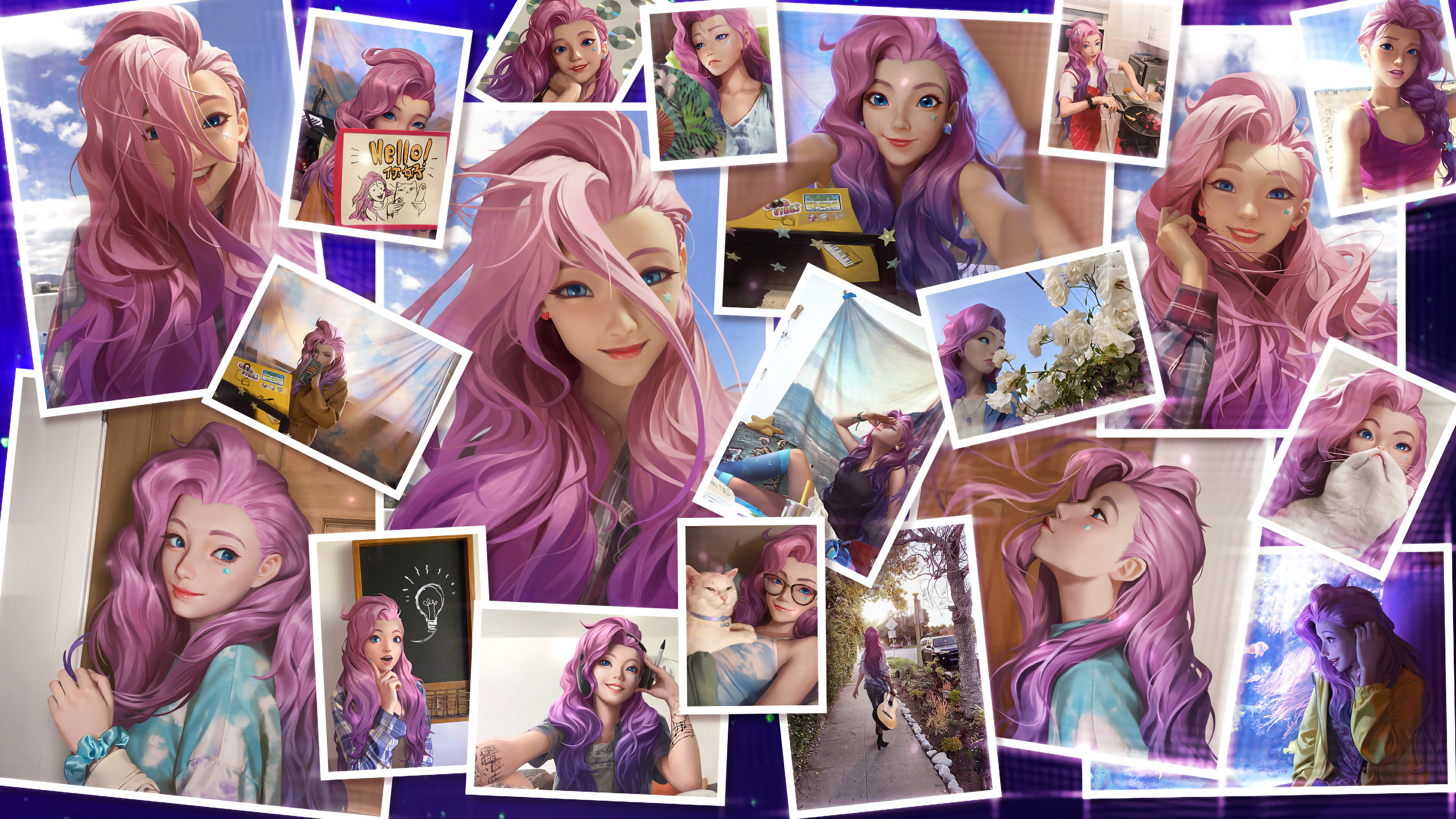 League Of Legends Seraphine League Of Legends Digital Art Collage 3840x2160