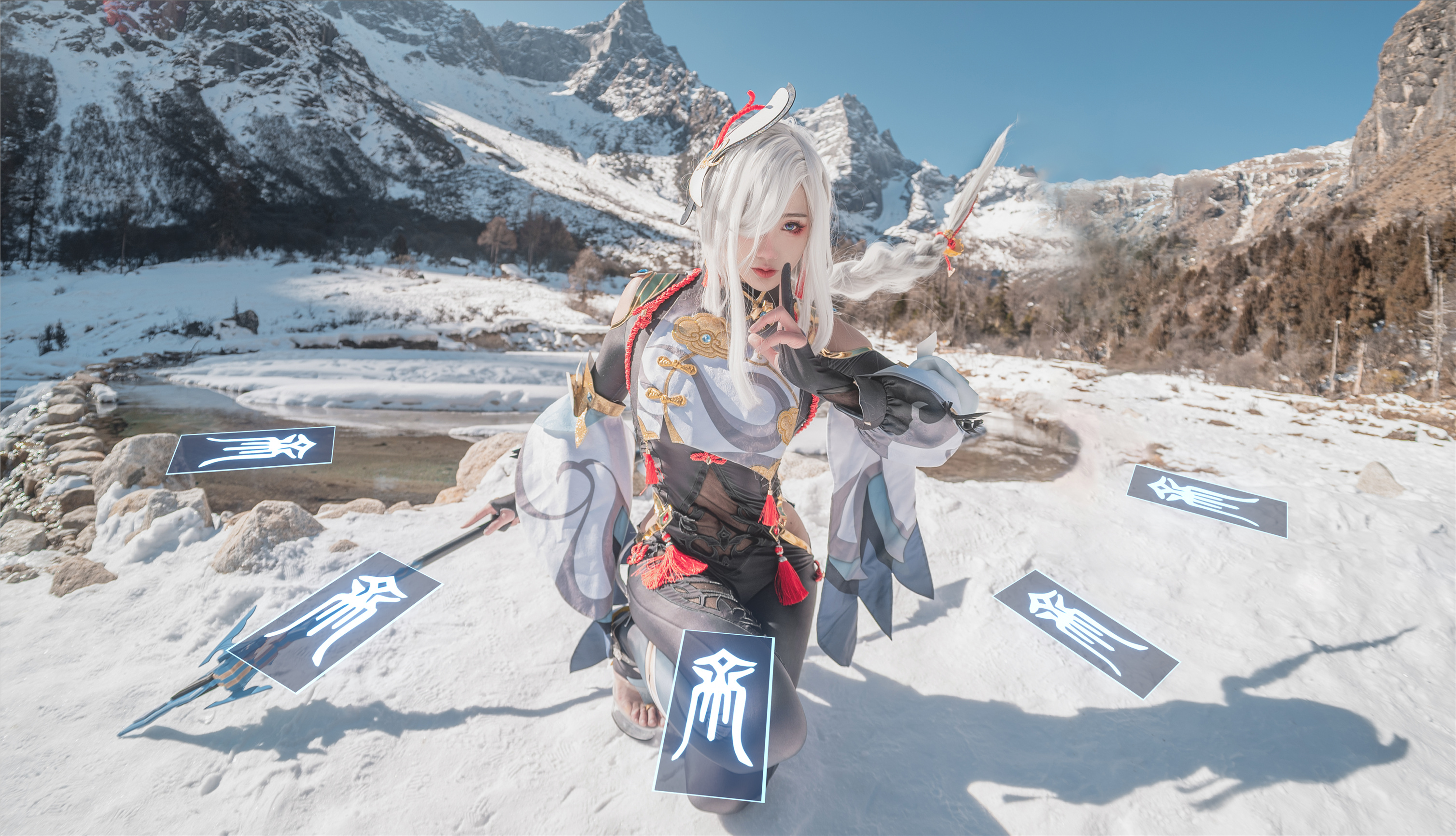 Ruyuehui Cosplay Shenhe Genshin Impact Genshin Impact Asian 3016x1732