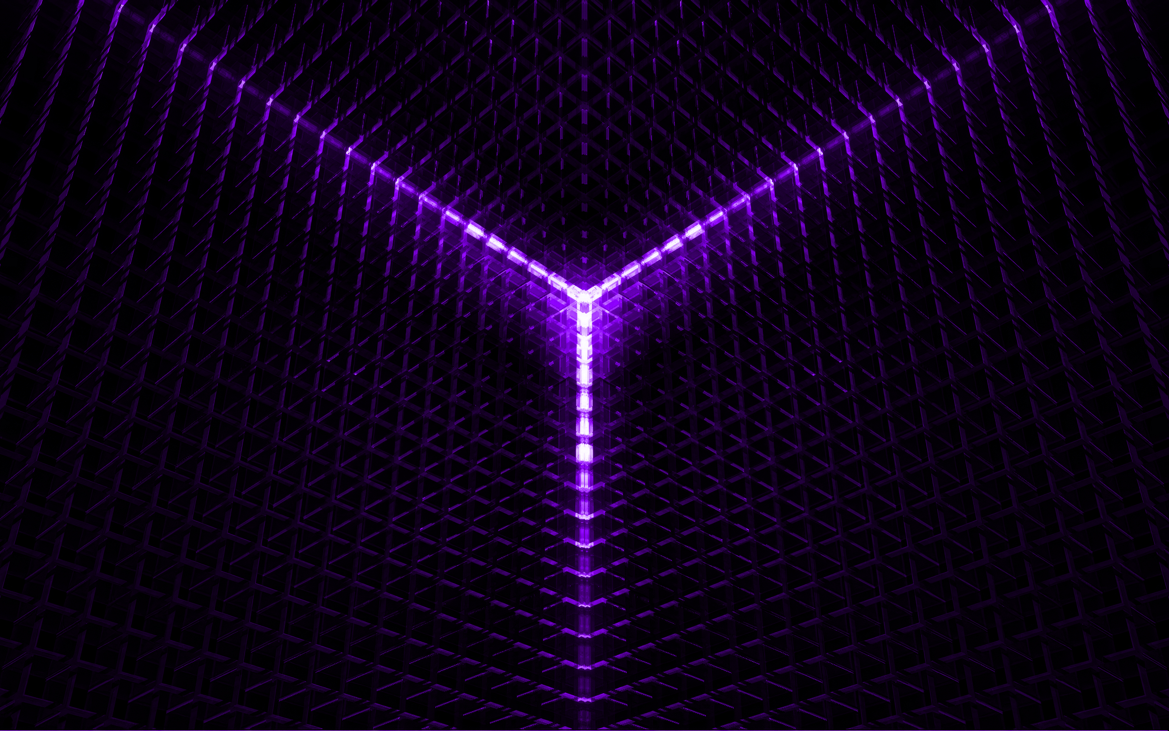 Abstract Grid Pattern Purple Neon Symmetry Square 3840x2400