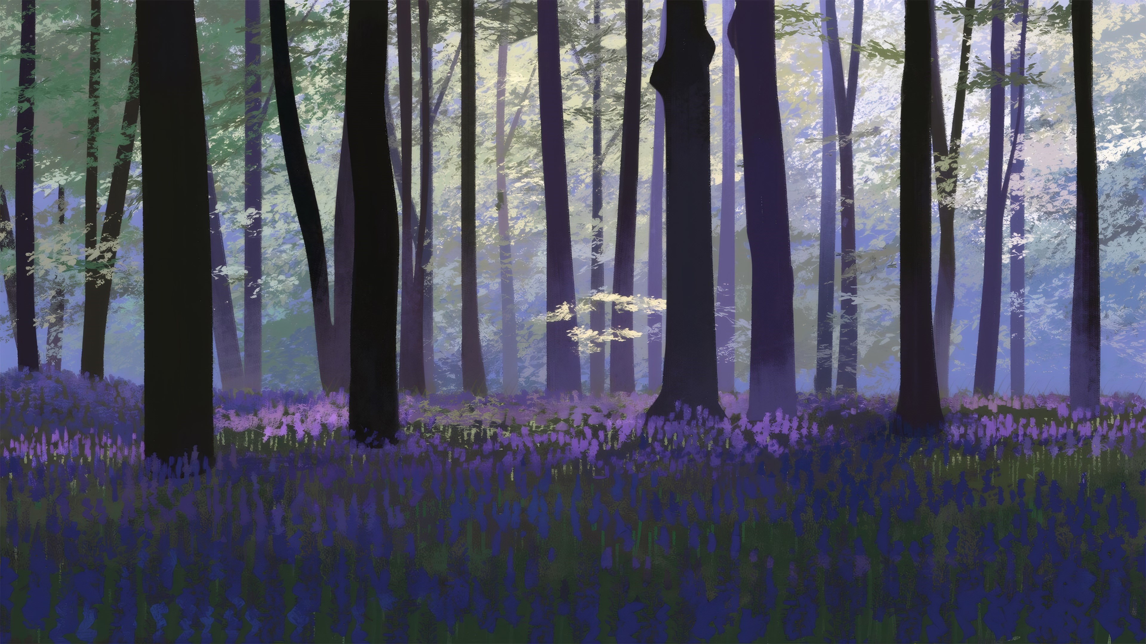 Pontea Digital Art Artwork Forest Lavender 3840x2160