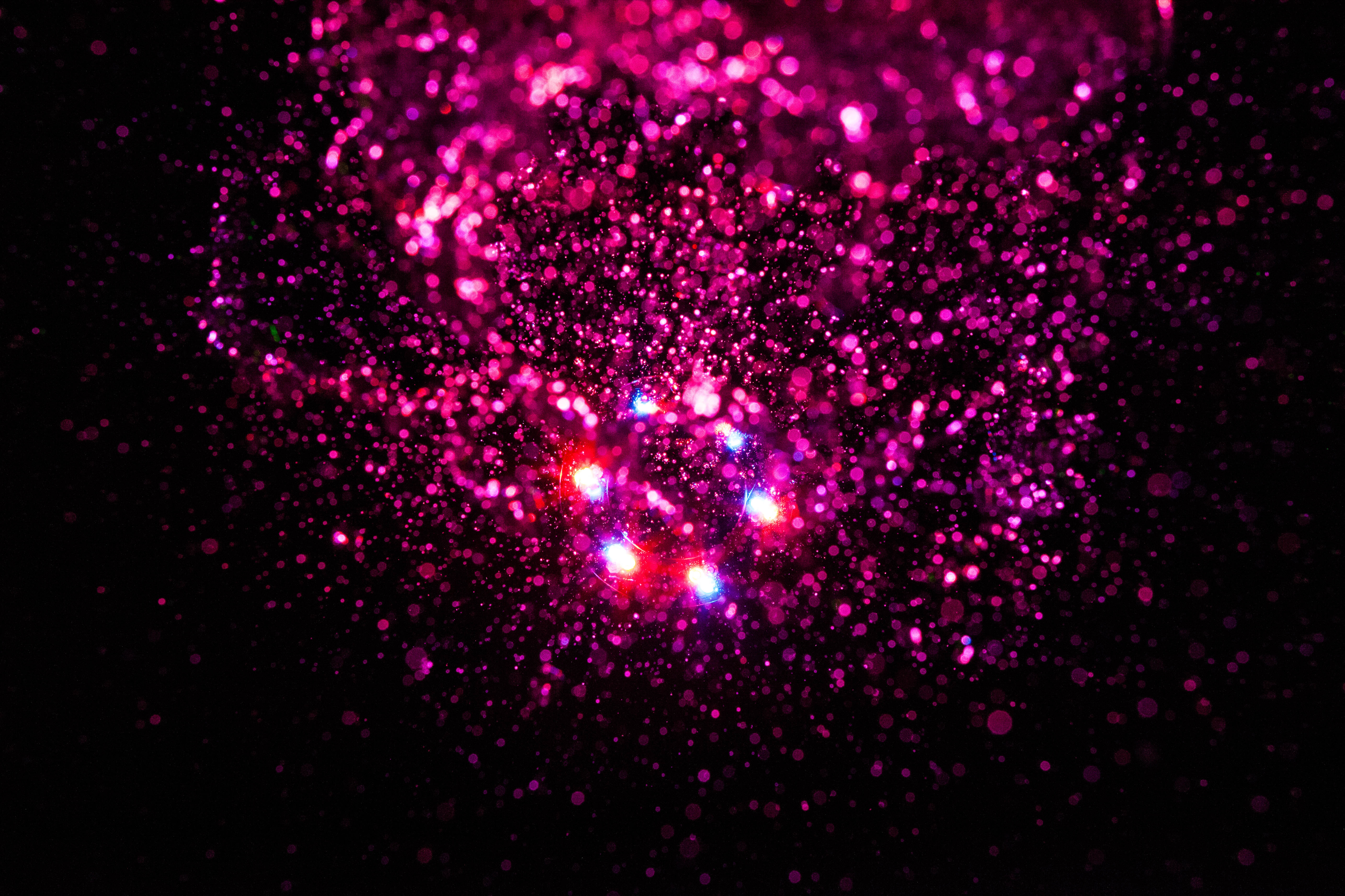 Pink Neon Lights Pink Light Water Drops Abstract Reflection Dark Background 5616x3744