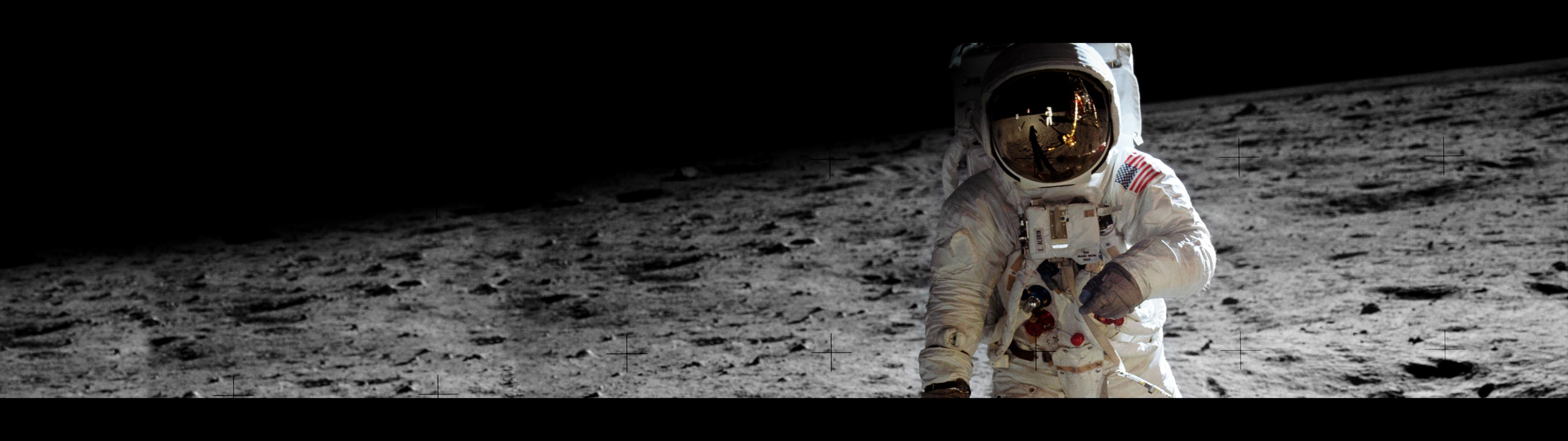 Space Moon Astronaut Spacesuit USA Apollo 11 3840x1080